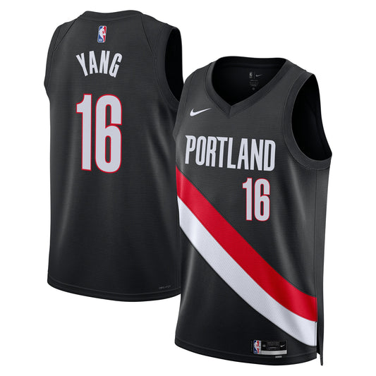 Yang Hansen Portland Trail Blazers Unisex Swingman Jersey - Icon Edition - Black Basketball TJS0277