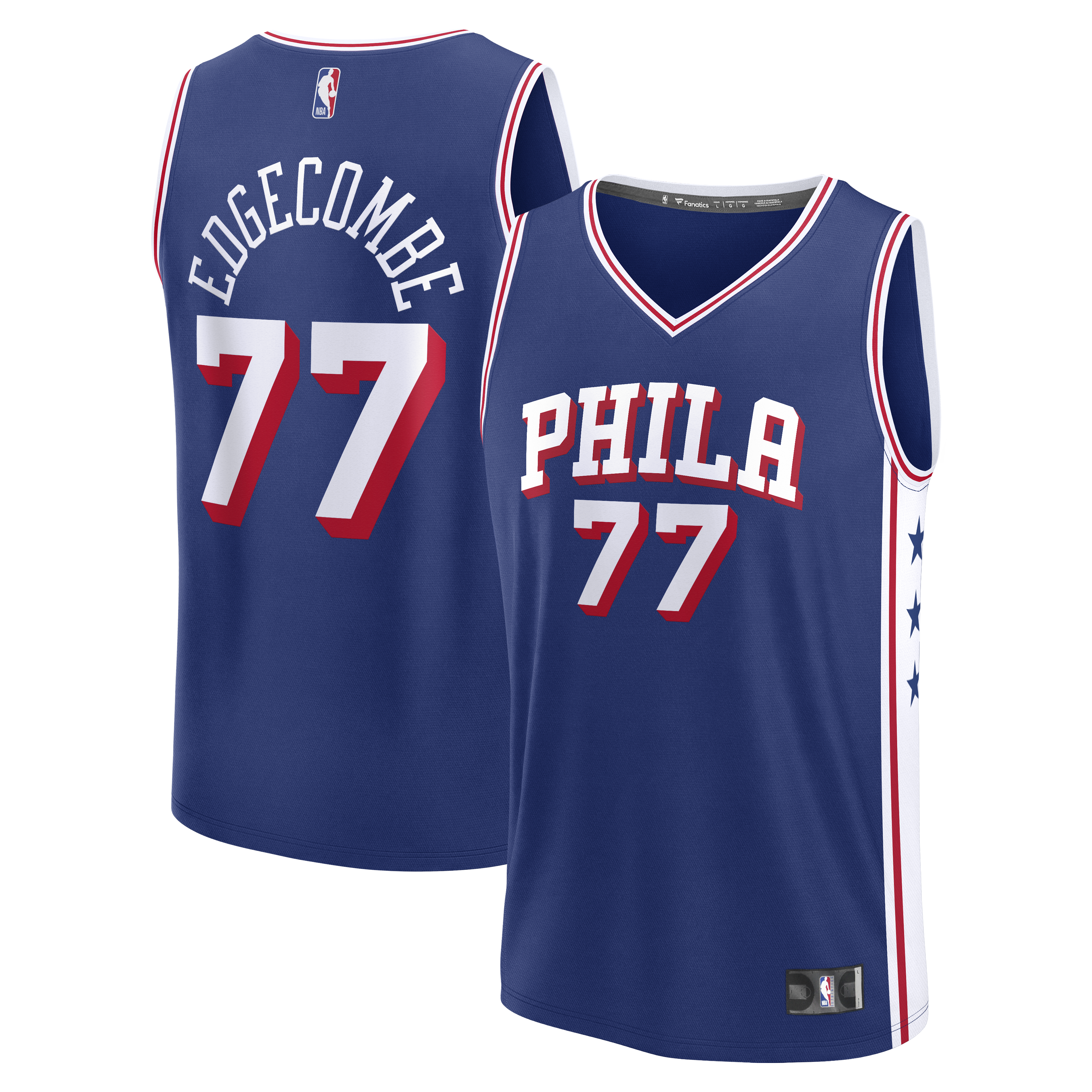 VJ Edgecombe Philadelphia 76ers Fast Break Jersey - Royal - Icon Edition Basketball TJS0128