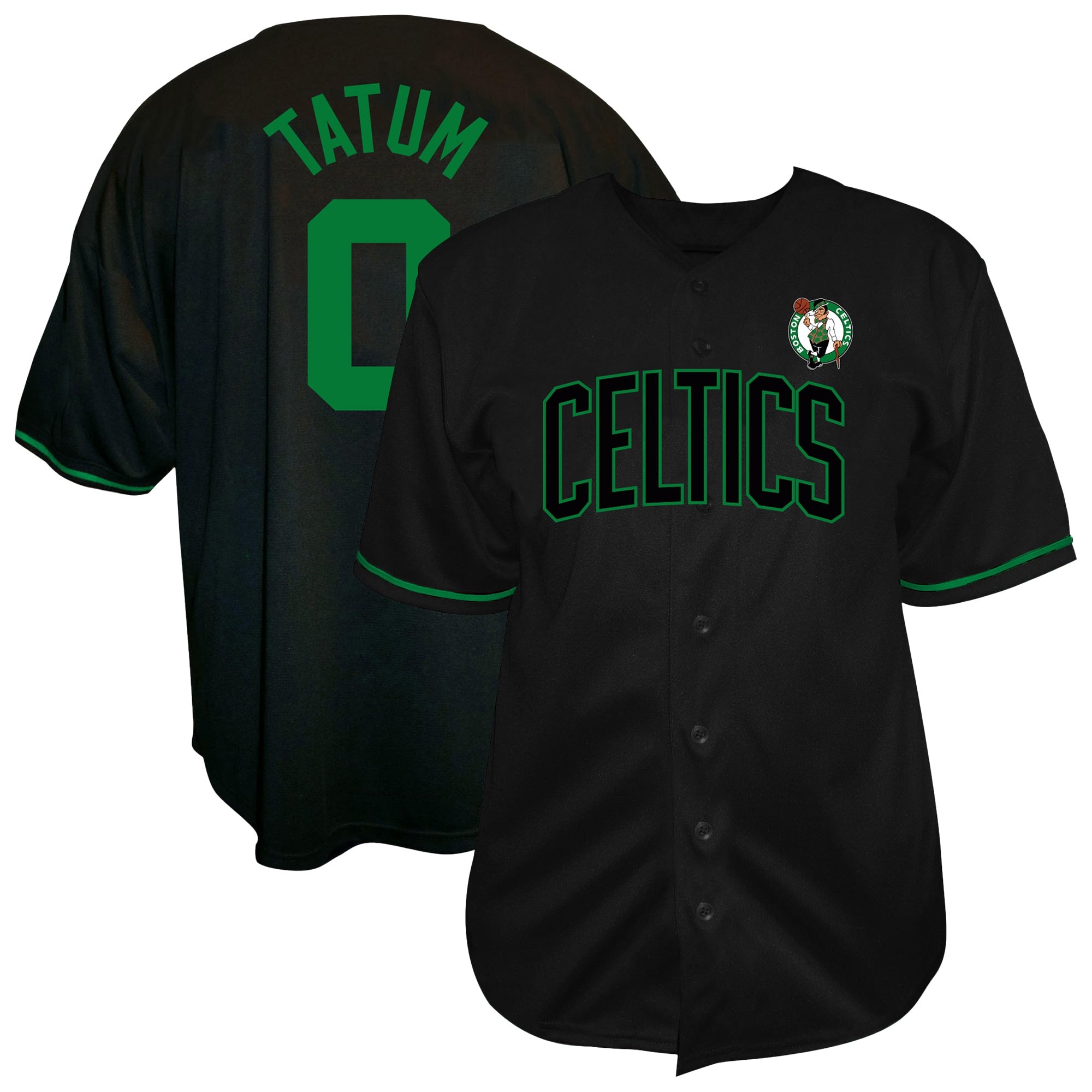 Jayson Tatum Boston Celtics Profile Big & Tall Name & Number Button-Up Jersey - Black Basketball TJS0253