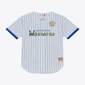Golden State Warriors M & N Head Coach Pinstripe Mesh Full-Button Baseball Jersey - White Basketball TJS0061