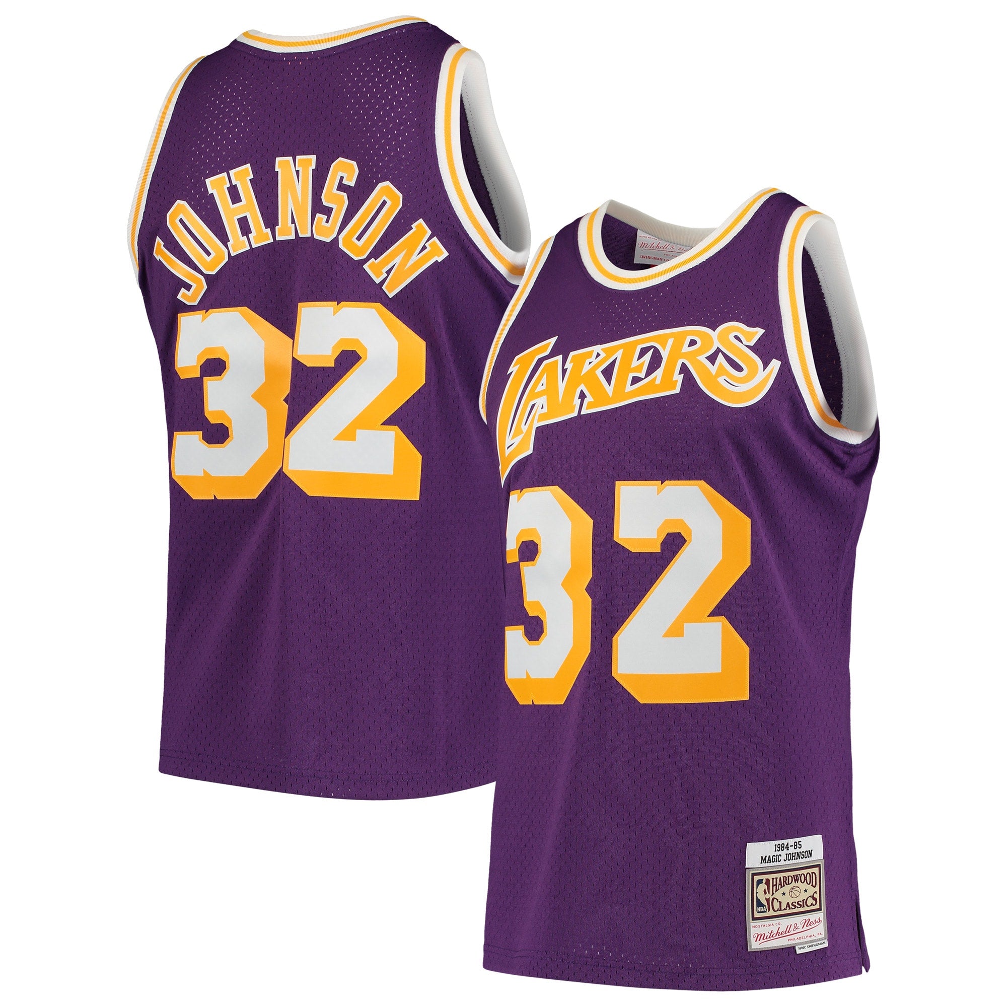 Magic Johnson Los Angeles Lakers M & N 1984/85 Hardwood Classics Swingman Jersey - Purple Basketball TJS0099