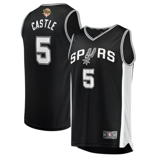 Stephon Castle San Antonio Spurs 2026 Finals Patch Fast Break Jersey - Icon Edition - Black Basketball TJS0080