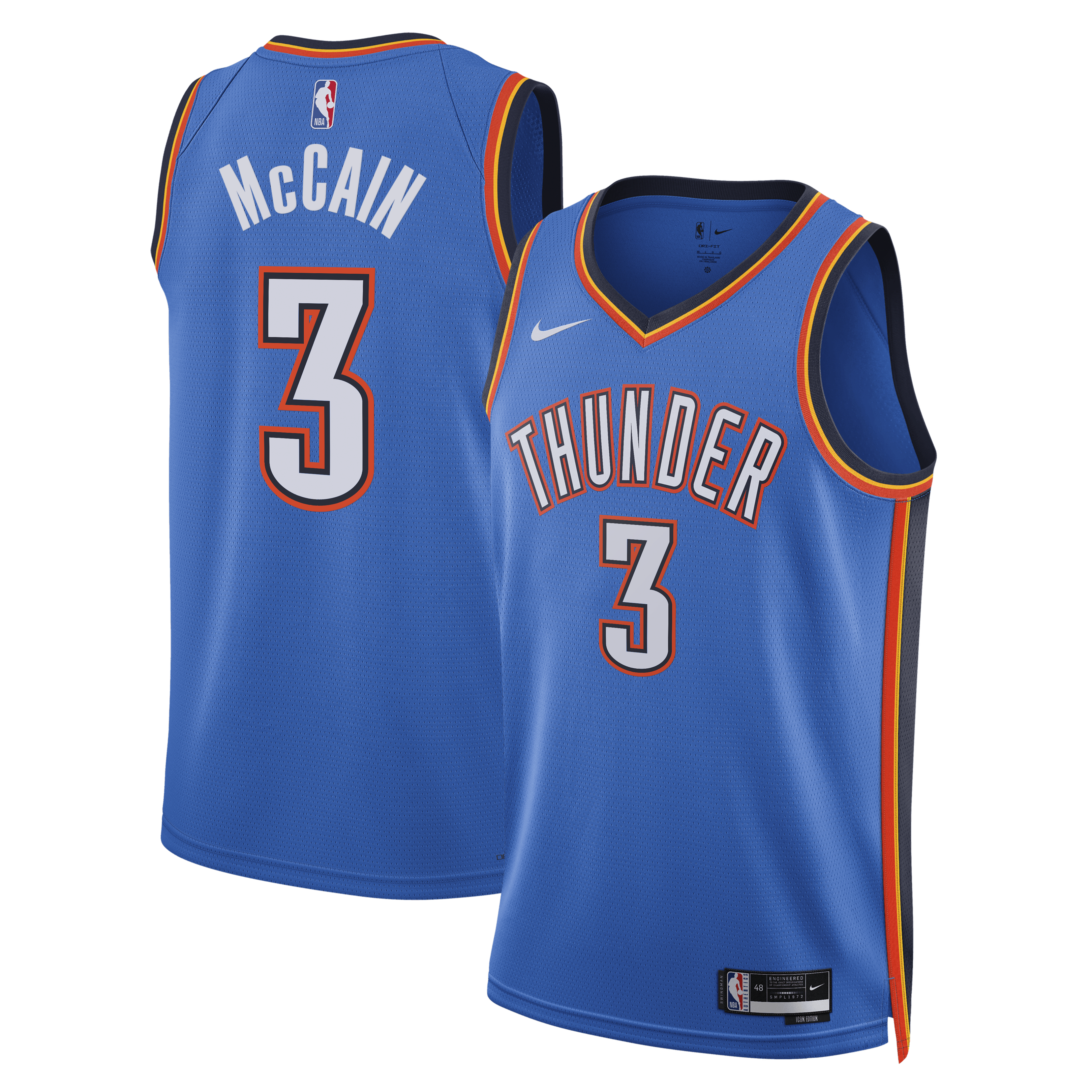 Jared McCain Oklahoma City Thunder Unisex Swingman Jersey - Icon Edition - Blue Basketball TJS0184