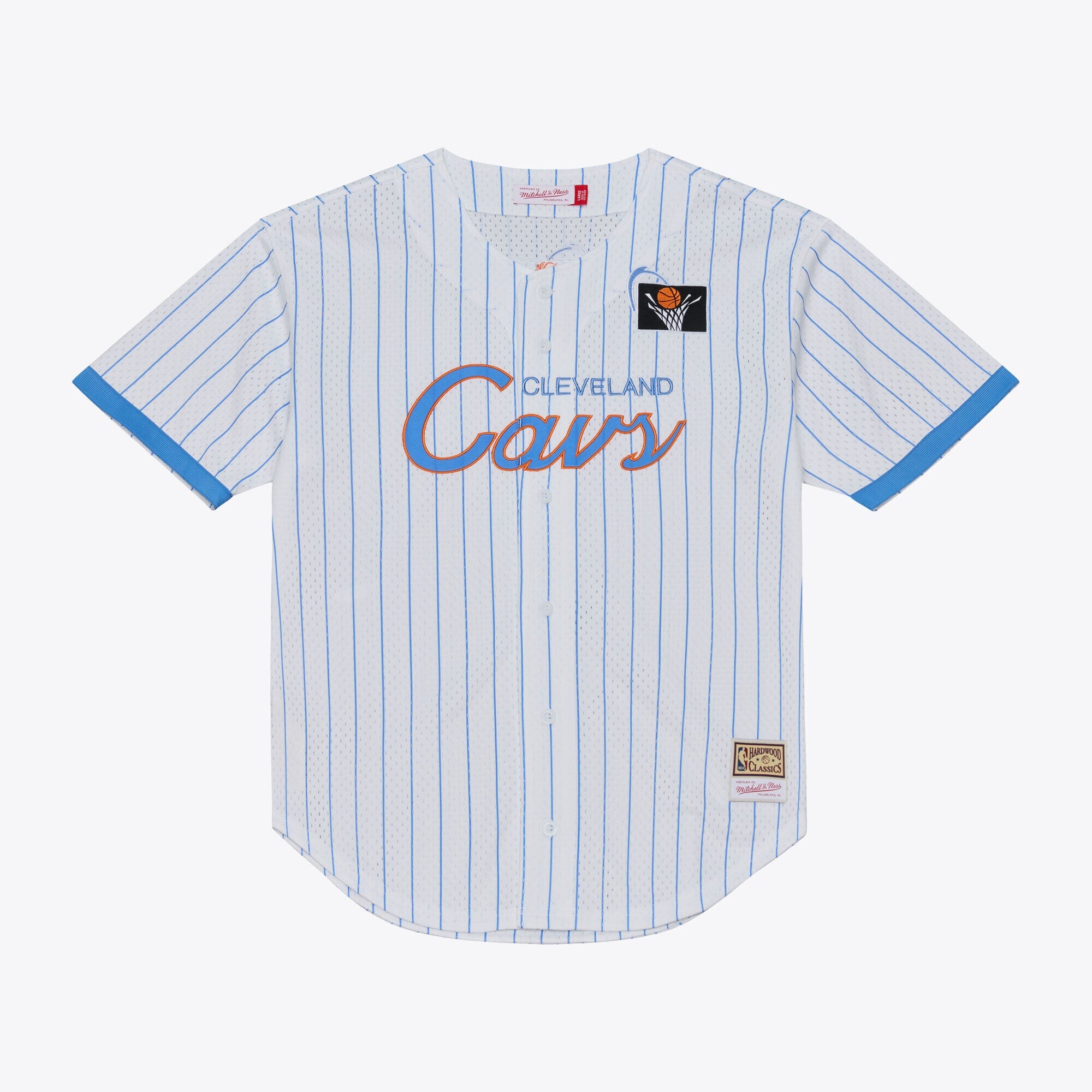 Cleveland Cavaliers M & N Head Coach Pinstripe Mesh Full-Button Baseball Jersey - White Basketball TJS0202