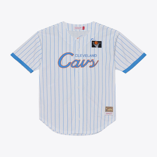Cleveland Cavaliers M & N Head Coach Pinstripe Mesh Full-Button Baseball Jersey - White Basketball TJS0202