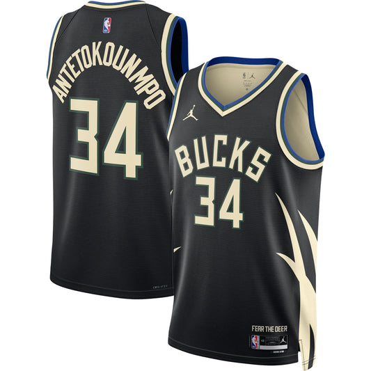 Giannis Antetokounmpo Milwaukee Bucks Jordan Brand Unisex Swingman Jersey - Statement Edition - Black Basketball TJS0136