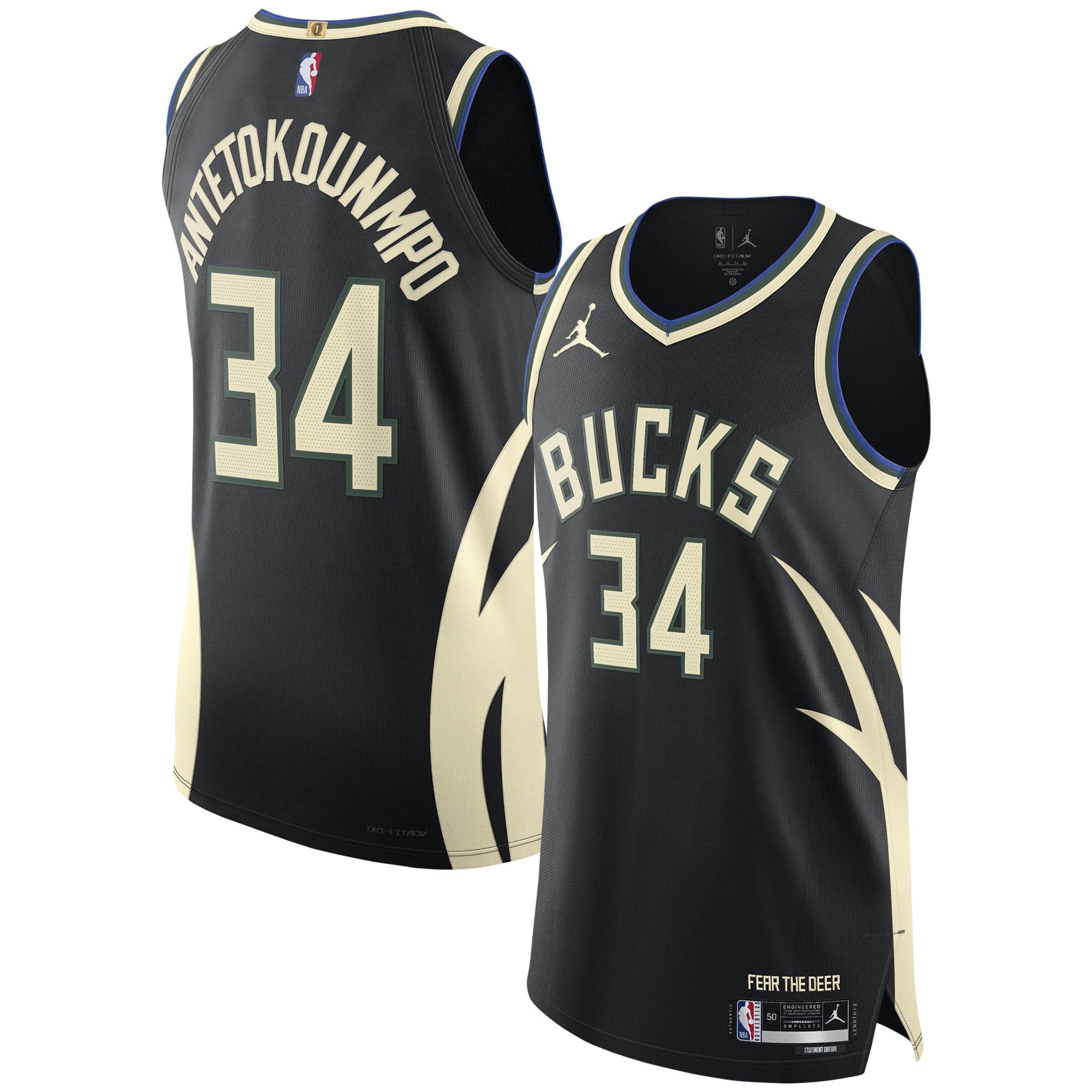 Giannis Antetokounmpo Milwaukee Bucks Jordan Brand Player Jersey - Statement Edition - Black Basketball TJS0171