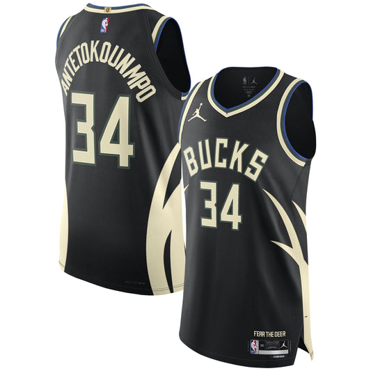 Giannis Antetokounmpo Milwaukee Bucks Jordan Brand Player Jersey - Statement Edition - Black Basketball TJS0171