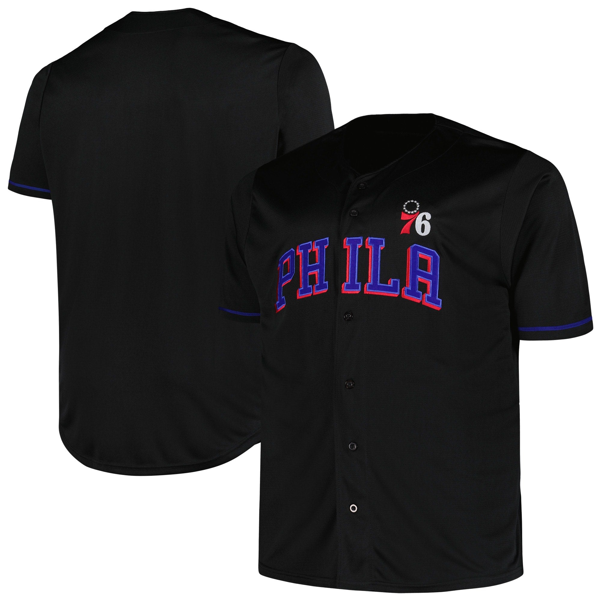 Philadelphia 76ers Profile Big & Tall Pop Jersey - Black Basketball TJS0304