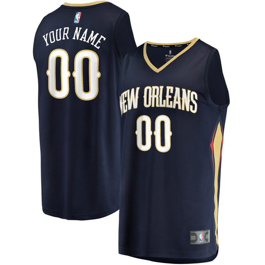 New Orleans Pelicans Fast Break Custom Replica Jersey Navy - Icon Edition Basketball TJS0403