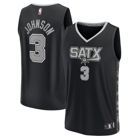 Keldon Johnson San Antonio Spurs Fast Break Replica Player Jersey - Statement Edition - Black Basketball TJS0377