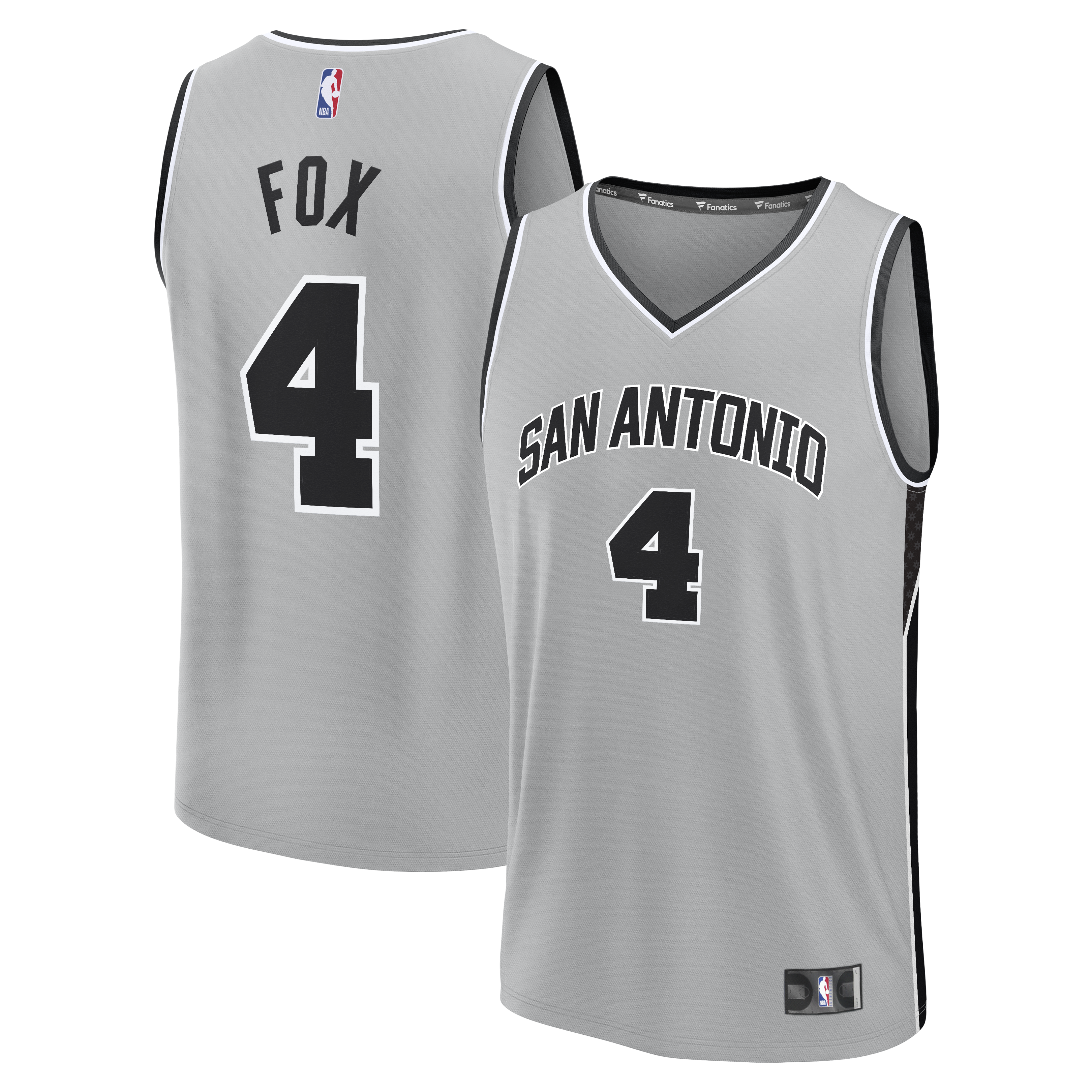 De'Aaron Fox San Antonio Spurs Fast Break Jersey - Statement Edition - Silver Basketball TJS0308