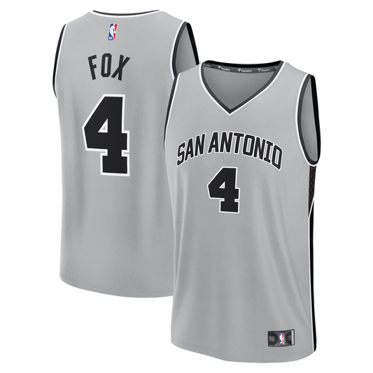 De'Aaron Fox San Antonio Spurs Fast Break Jersey - Statement Edition - Silver Basketball TJS0308