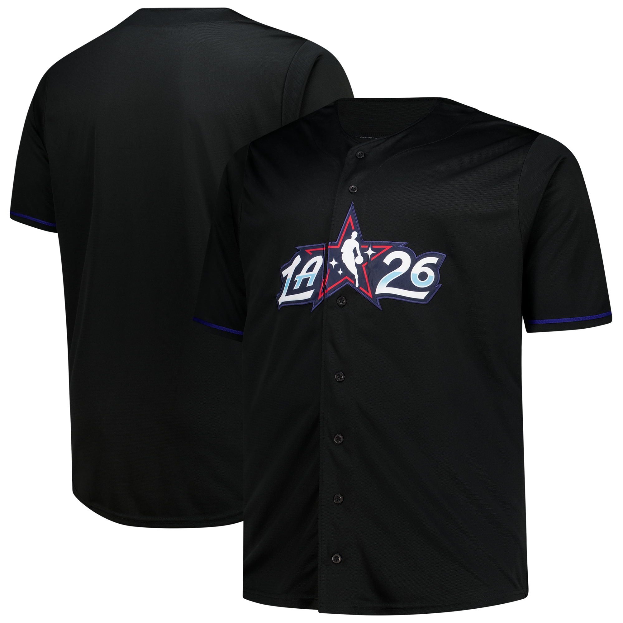 2026 All-Star Game Big & Tall Full-Button Jersey - Black Basketball TJS0391
