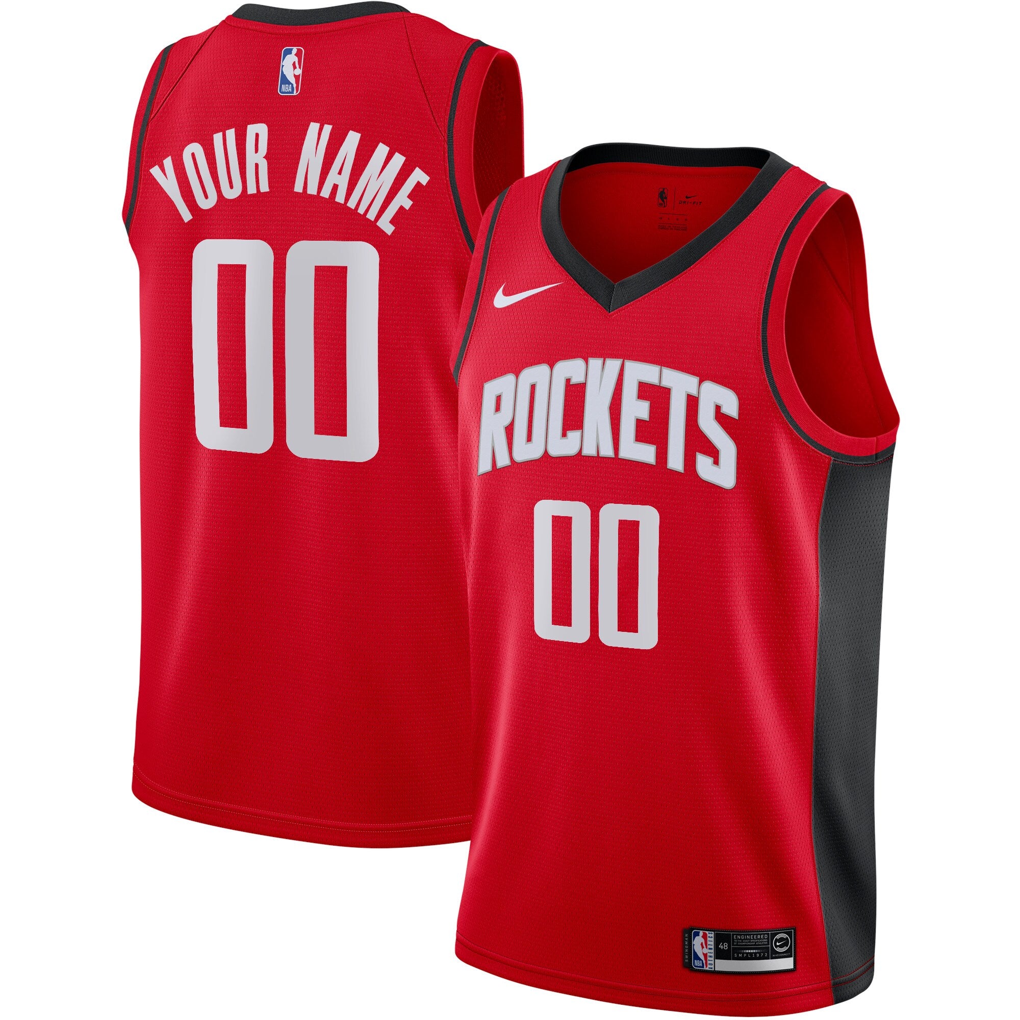 Houston Rockets Custom Swingman Jersey - Icon Edition - Red Basketball TJS0396