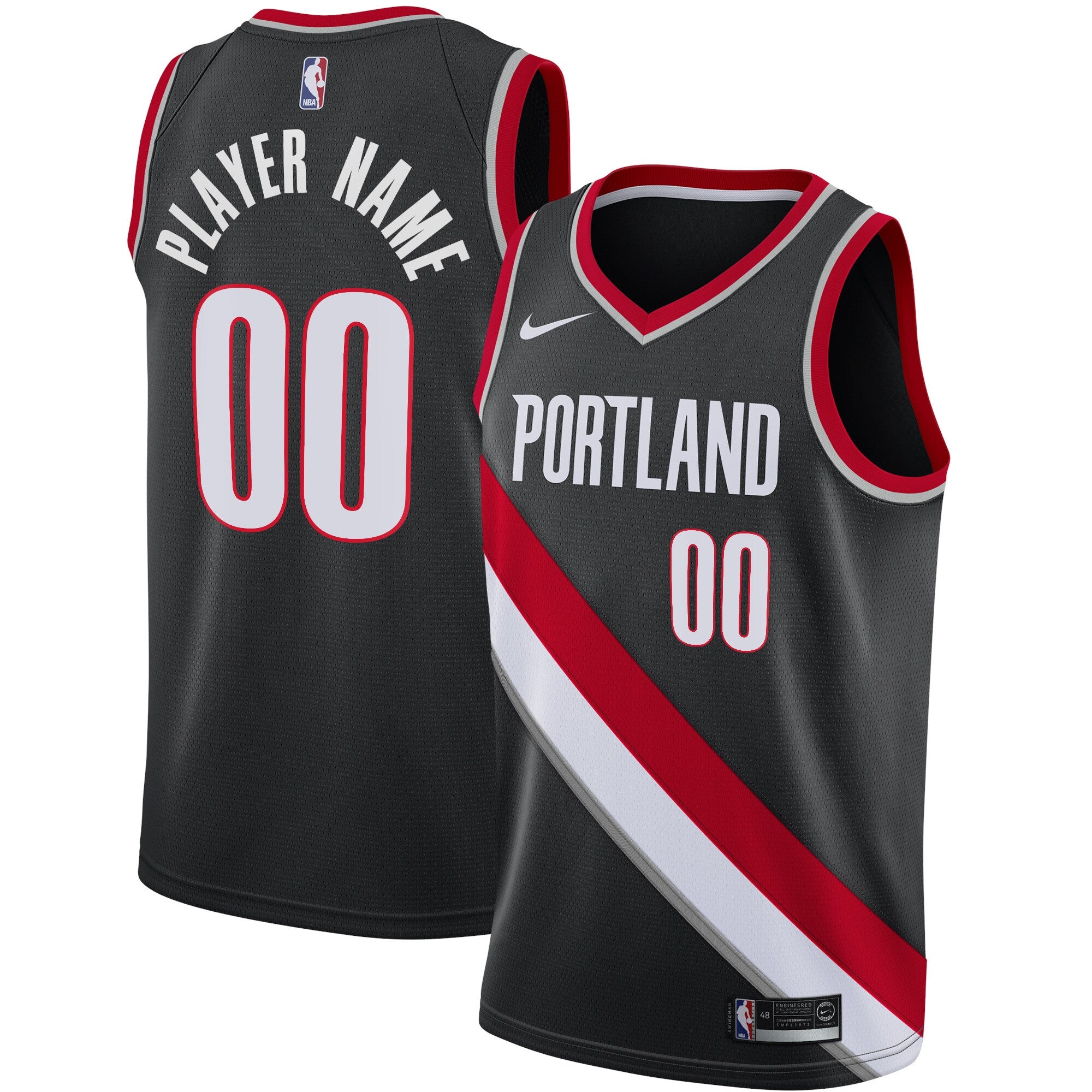 Portland Trail Blazers Swingman Custom Jersey Black - Icon Edition Basketball TJS0393
