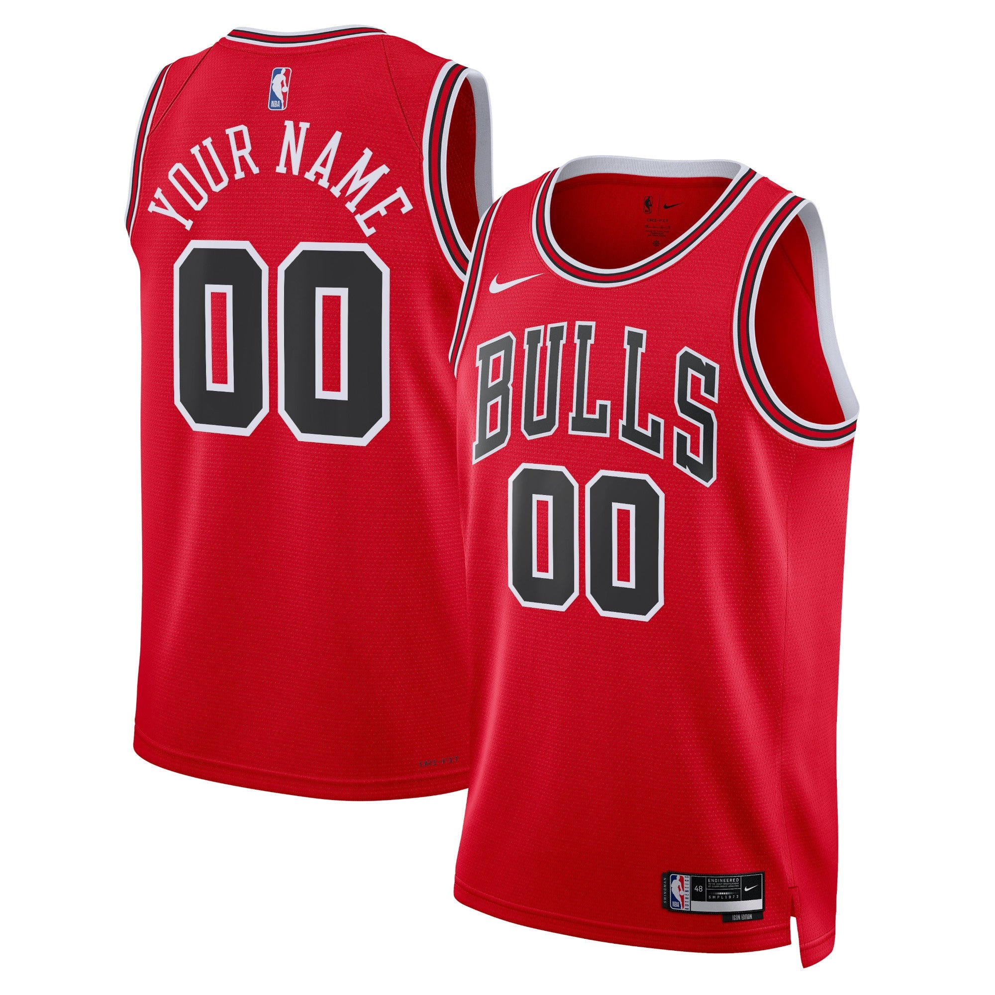 Chicago Bulls Unisex Swingman Custom Jersey Red - Icon Edition Basketball TJS0500
