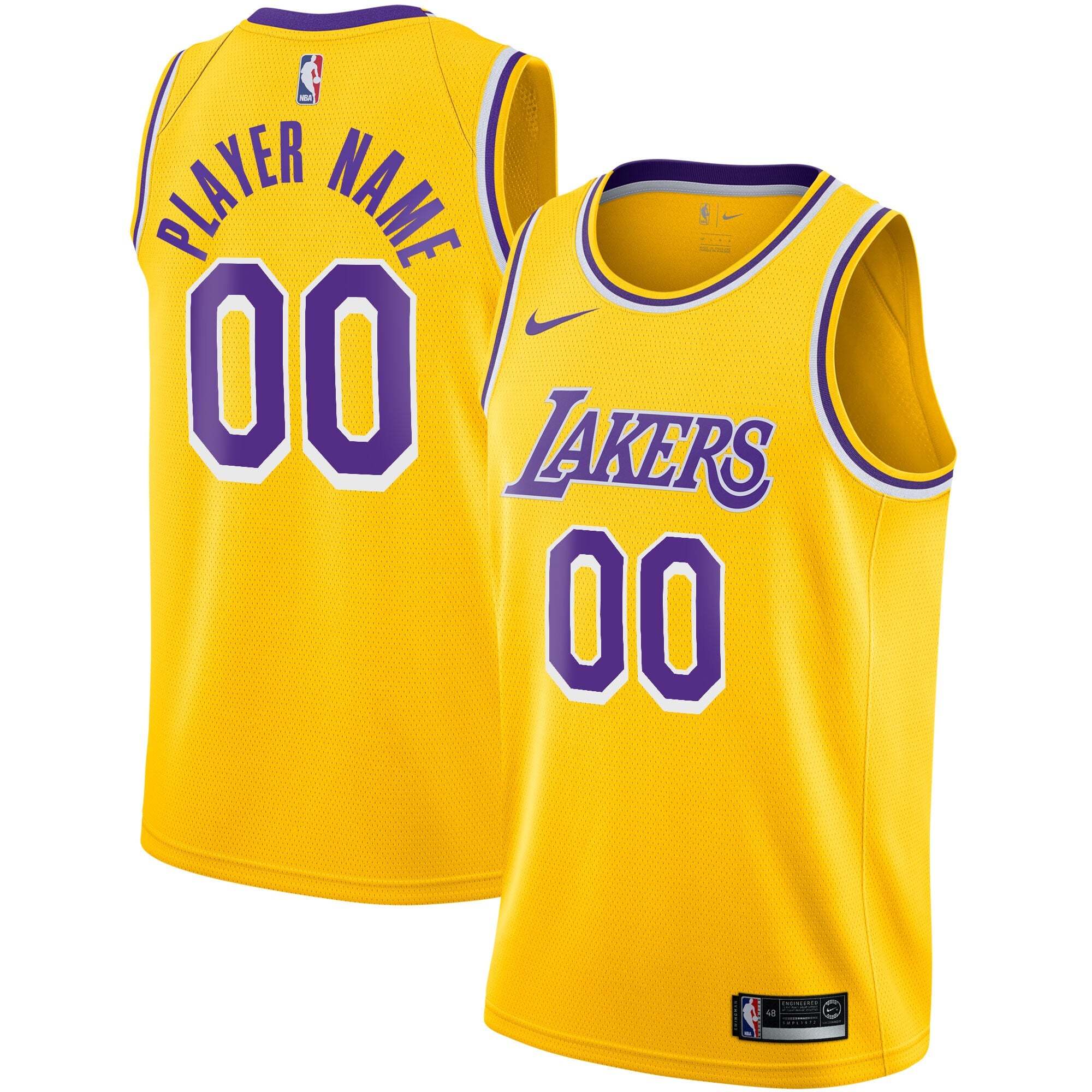 Los Angeles Lakers 2020/21 Swingman Custom Jersey - Icon Edition - Gold Basketball TJS0375