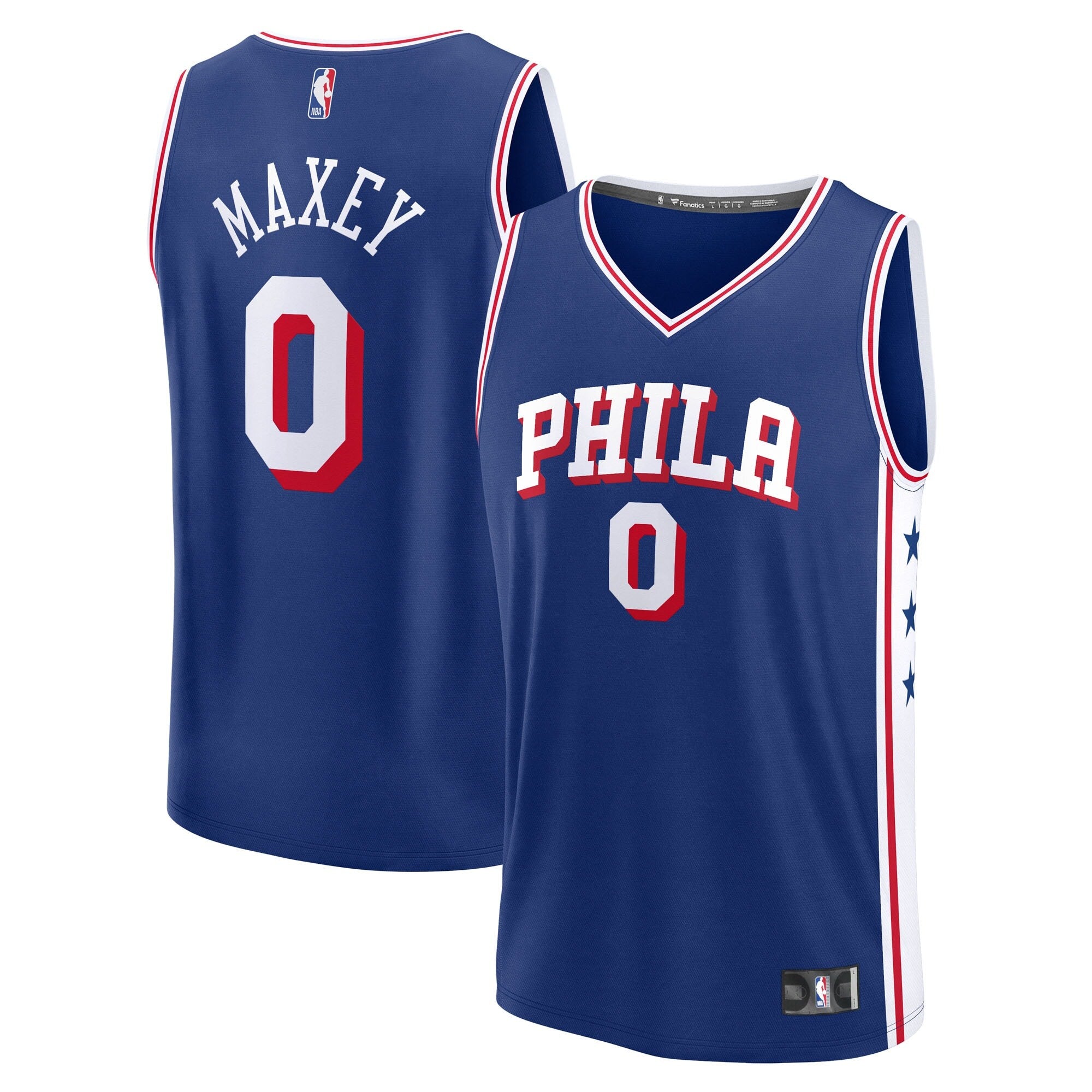 Tyrese Maxey Philadelphia 76ers Big & Tall Fast Break Jersey - Icon Edition - Royal Basketball TJS0401