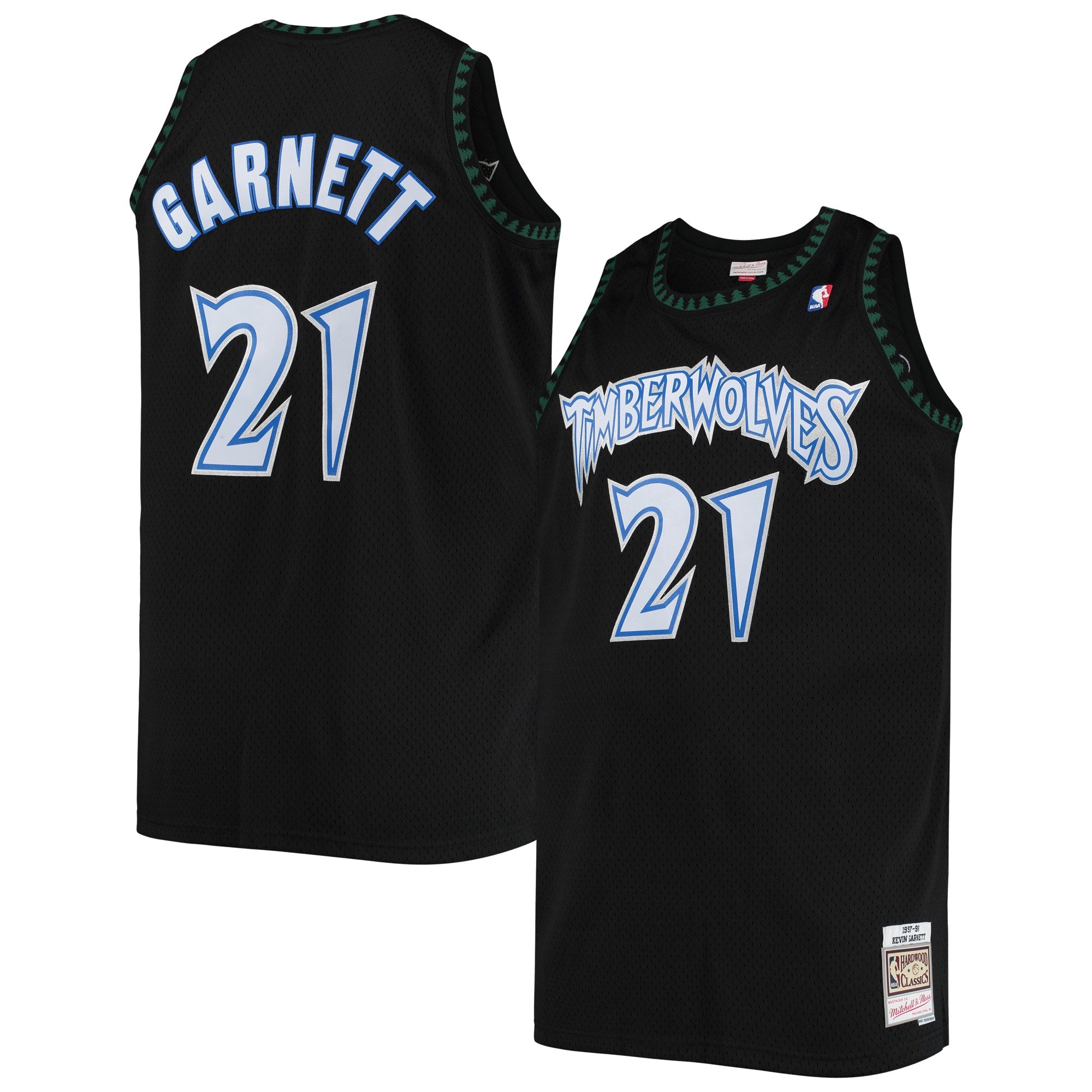 Kevin Garnett Minnesota Timberwolves M & N 1997/98 Big & Tall Hardwood Classics Swingman Jersey - Black Basketball TJS0461