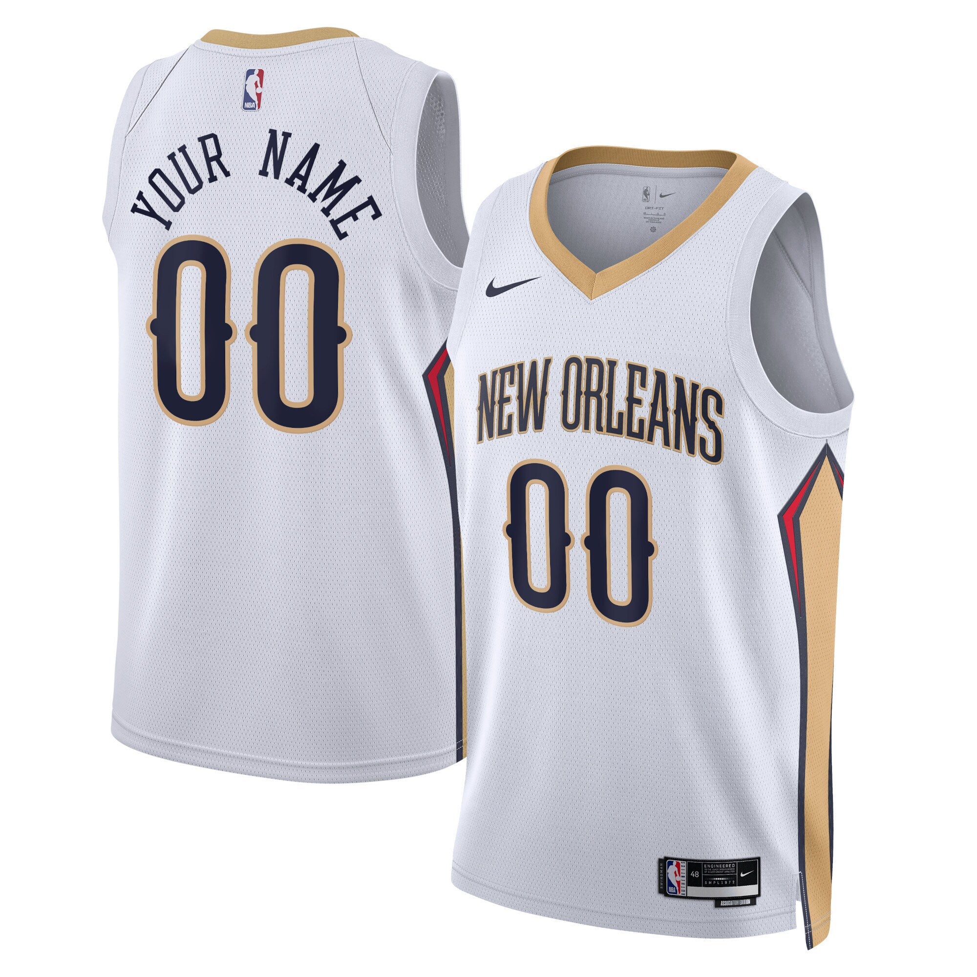 New Orleans Pelicans Unisex Swingman Custom Jersey White - Association Edition Basketball TJS0326