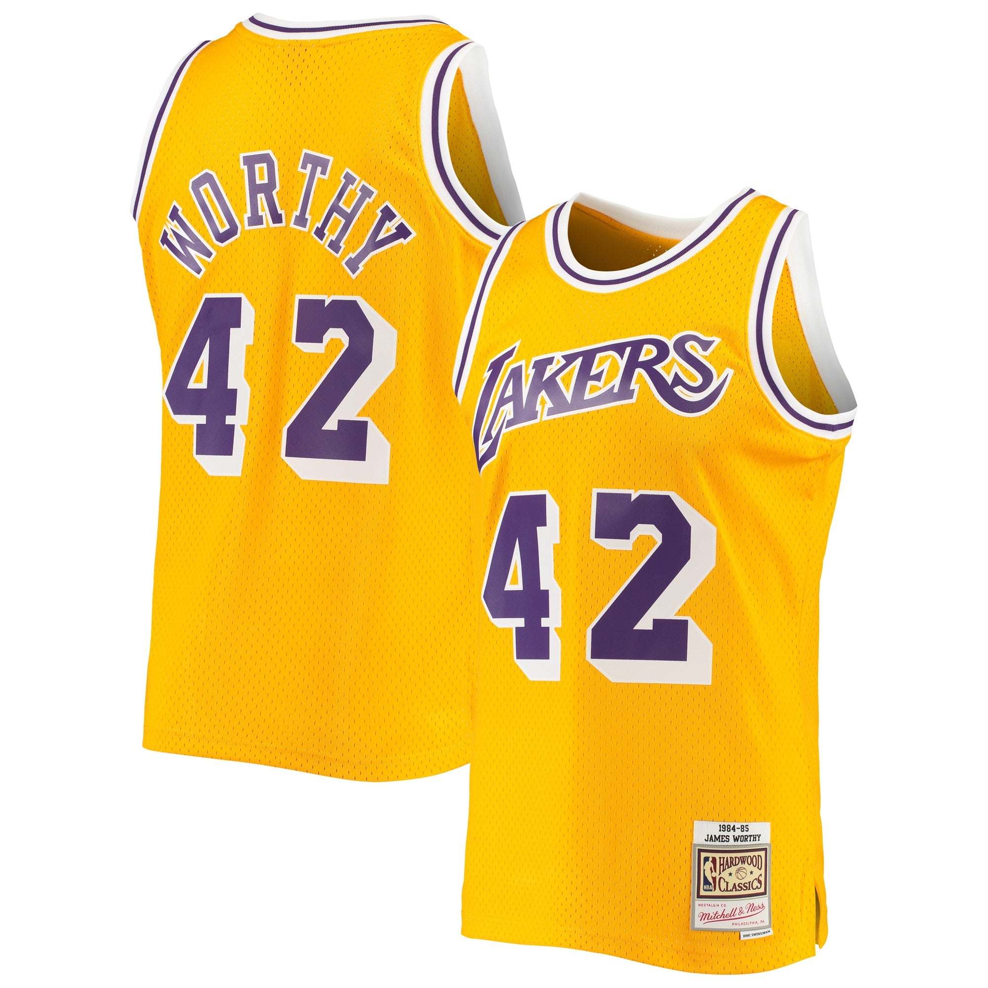 James Worthy Los Angeles Lakers M & N 1984/85 Hardwood Classics Swingman Jersey - Gold Basketball TJS0476