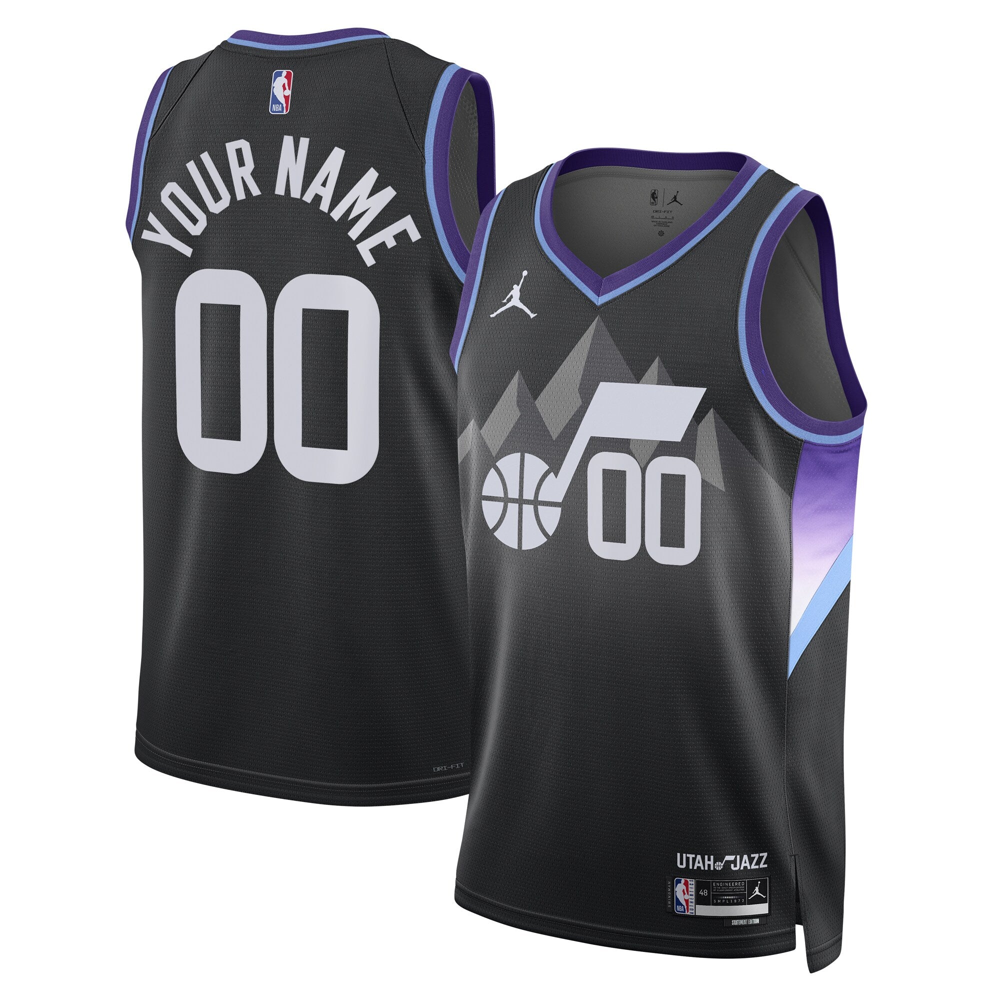 Utah Jazz Jordan Brand Unisex 2024/25 Custom Swingman Jersey - Statement Edition - Black Basketball TJS0466