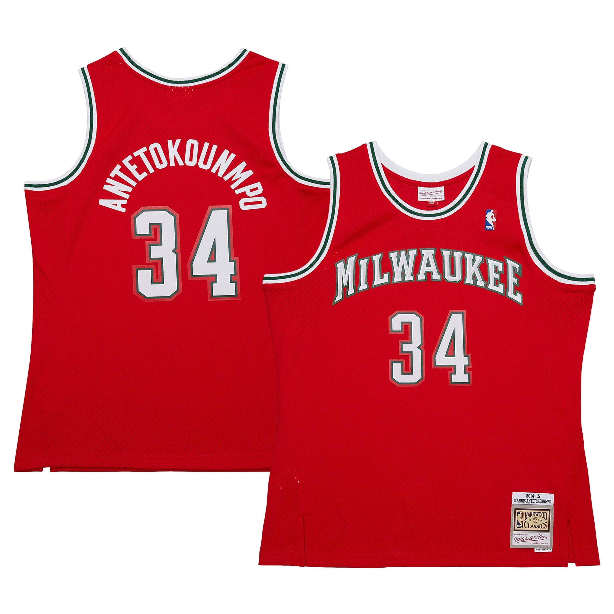 Giannis Antetokounmpo Milwaukee Bucks M & N 2014/15 Hardwood Classics Swingman Jersey - Red Basketball TJS0436