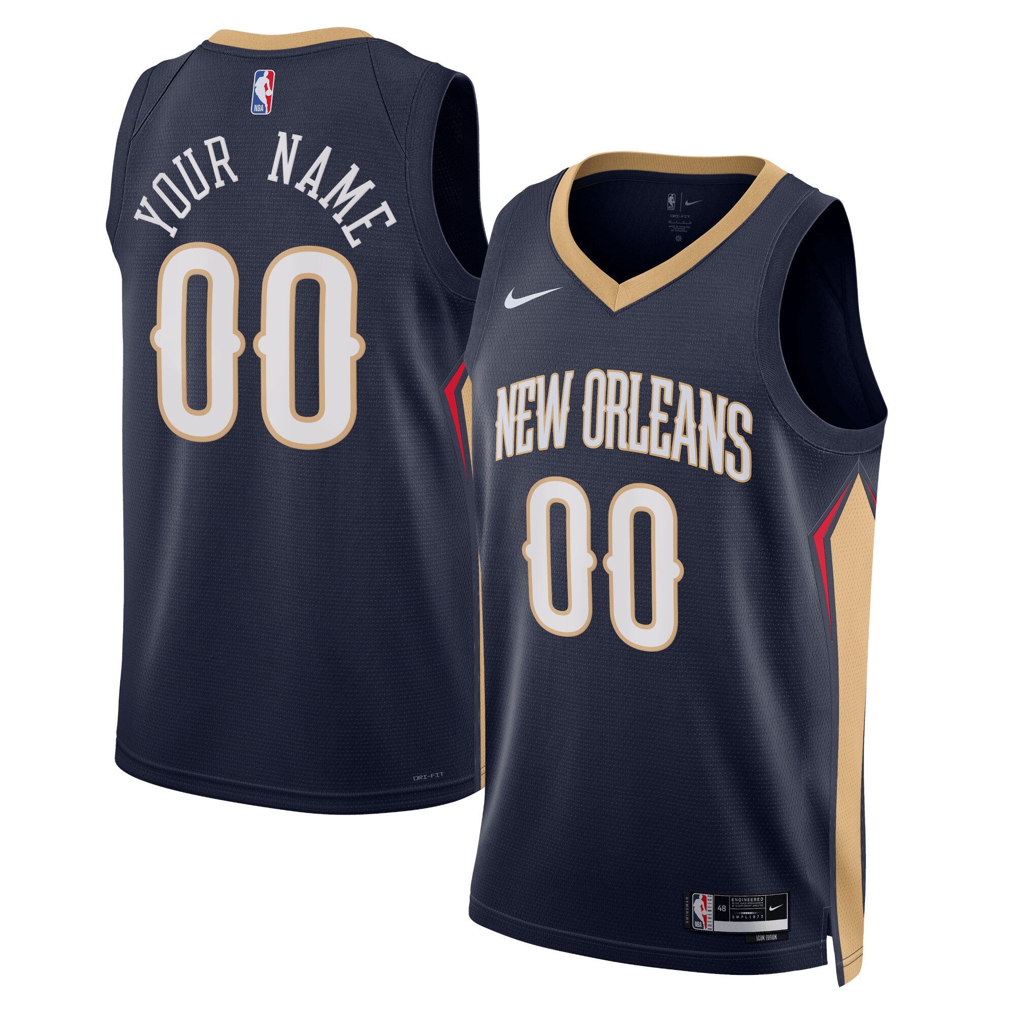 New Orleans Pelicans Unisex 2022/23 Swingman Custom Jersey Navy - Icon Edition Basketball TJS0450