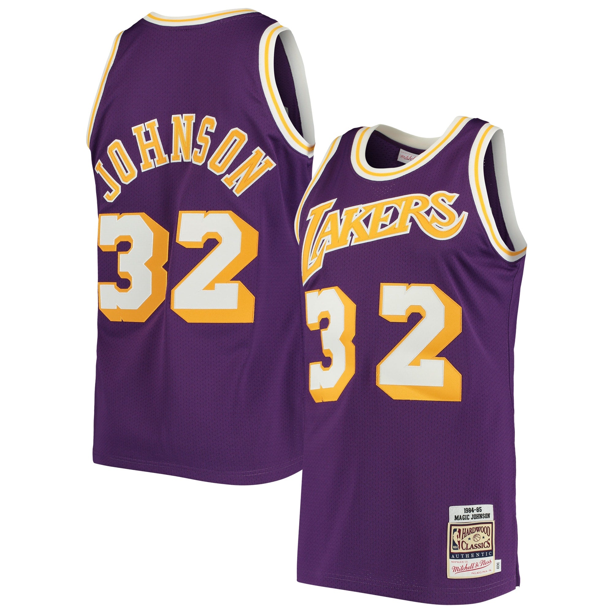 Magic Johnson Los Angeles Lakers M & N 1984/85 Hardwood Classics Jersey - Purple Basketball TJS0480