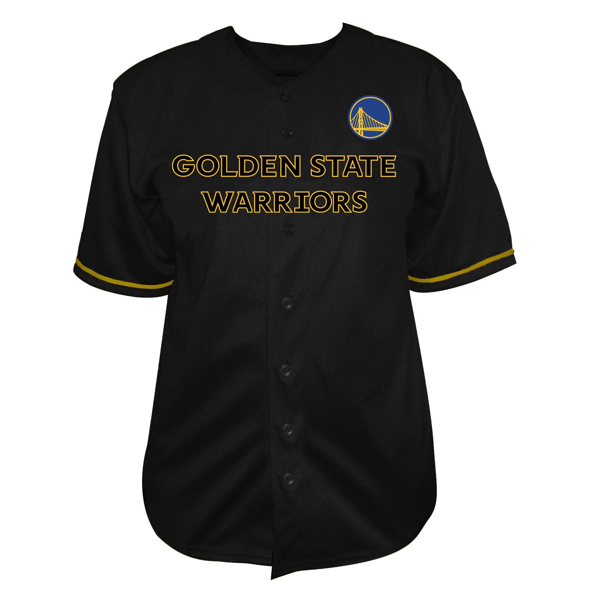 Golden State Warriors Big & Tall Pop Full-Button Jersey - Black Basketball TJS0380