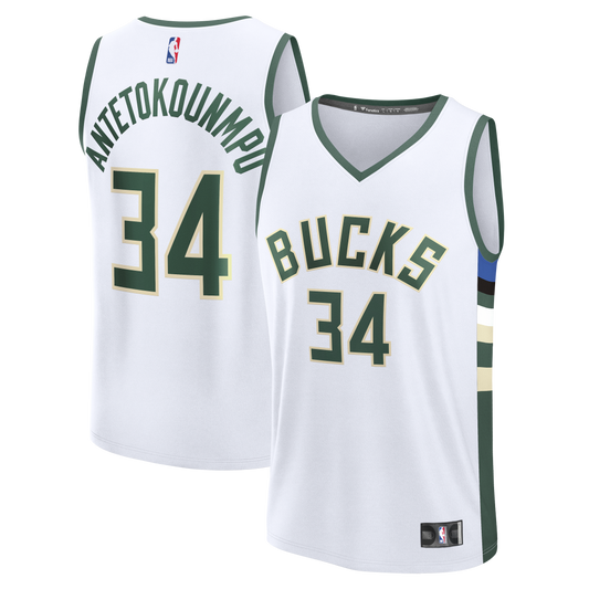 Giannis Antetokounmpo Milwaukee Bucks Fast Break Replica Player Jersey - Association Edition - White Basketball TJS0335