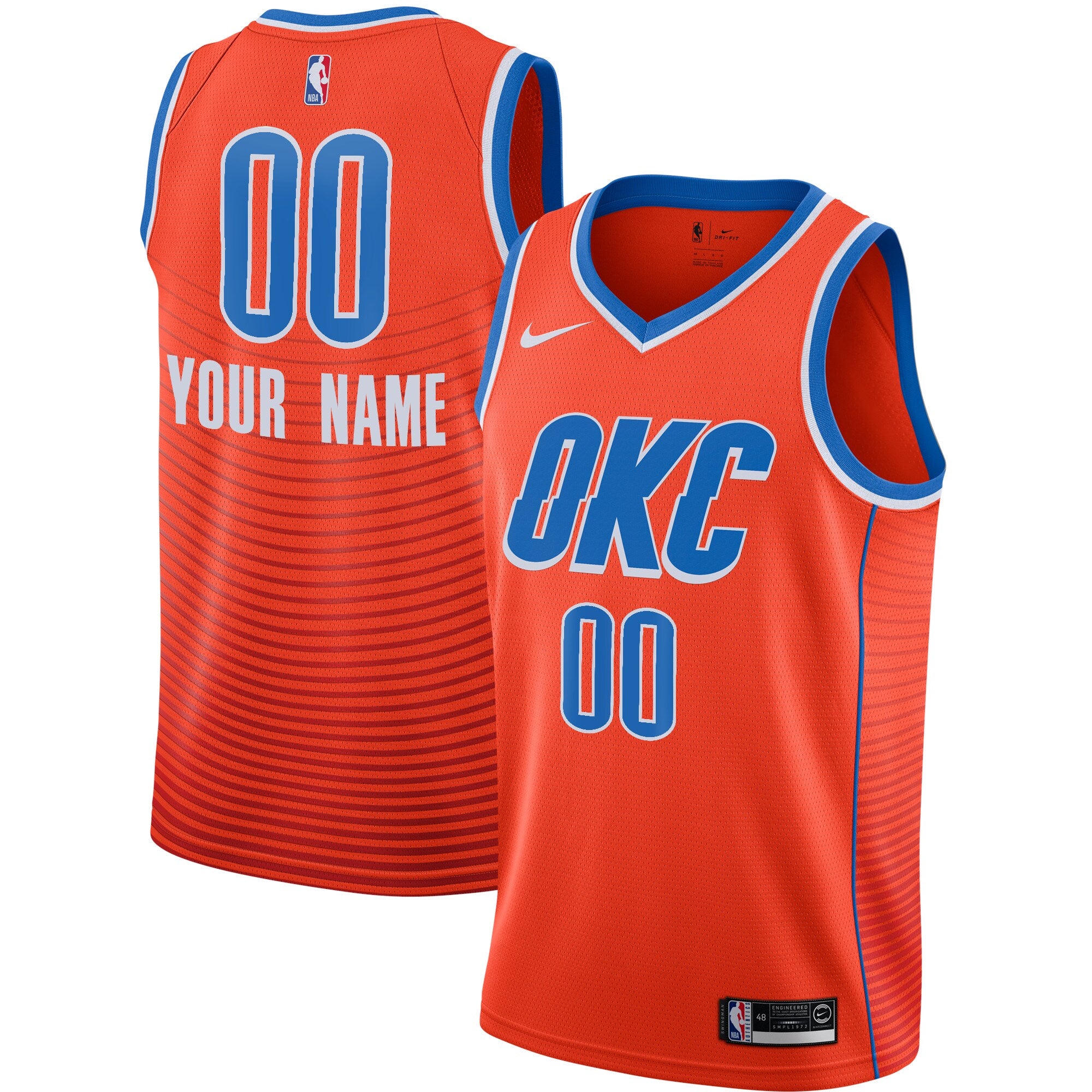Oklahoma City Thunder Jordan Brand Swingman Custom Jersey - Statement Edition - Orange Basketball TJS0373