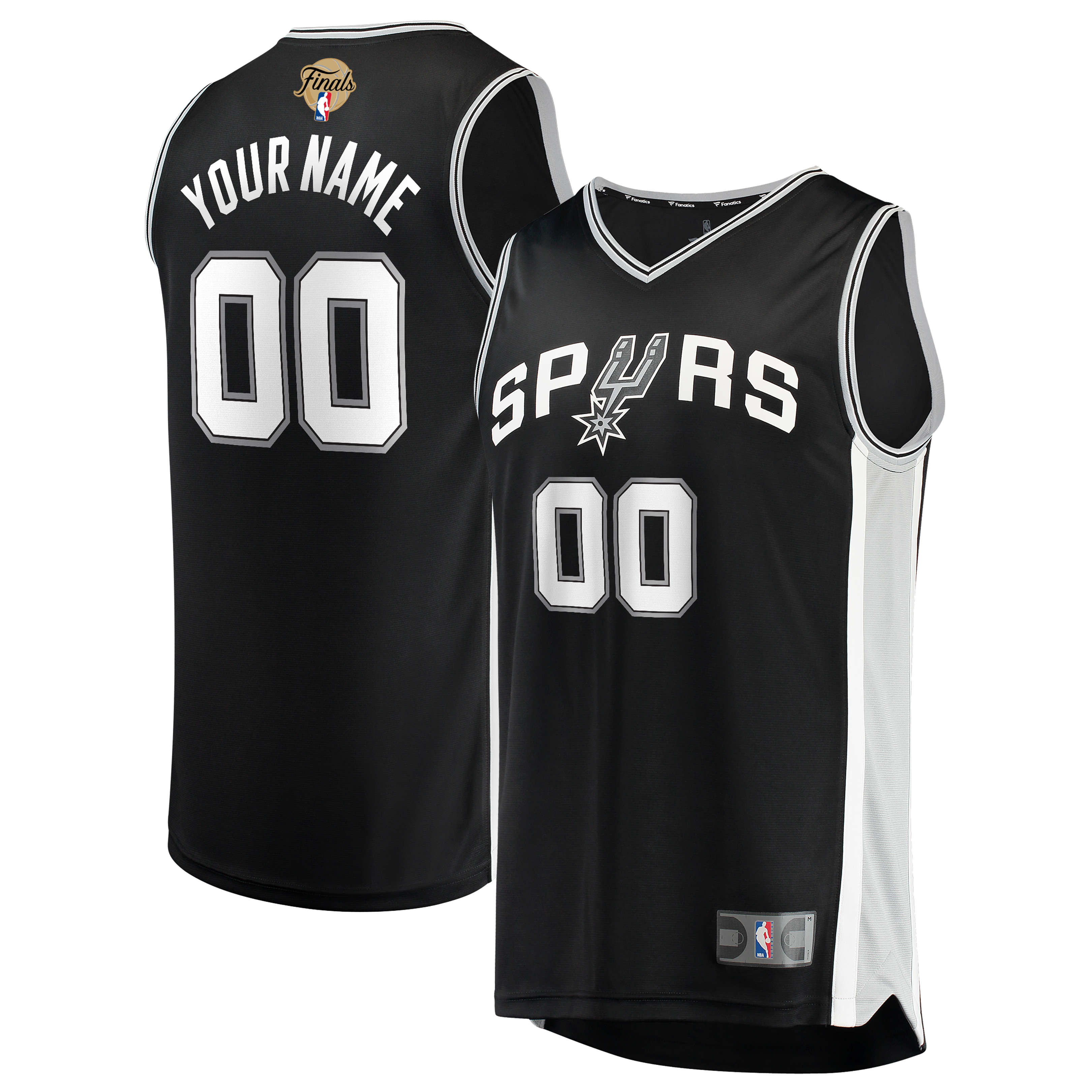 San Antonio Spurs 2026 Finals Patch Fast Break Custom Jersey - Black - Icon Edition Basketball TJS0477