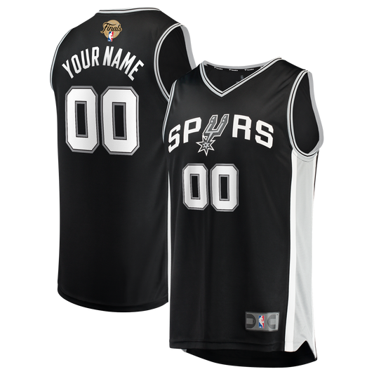 San Antonio Spurs 2026 Finals Patch Fast Break Custom Jersey - Black - Icon Edition Basketball TJS0477