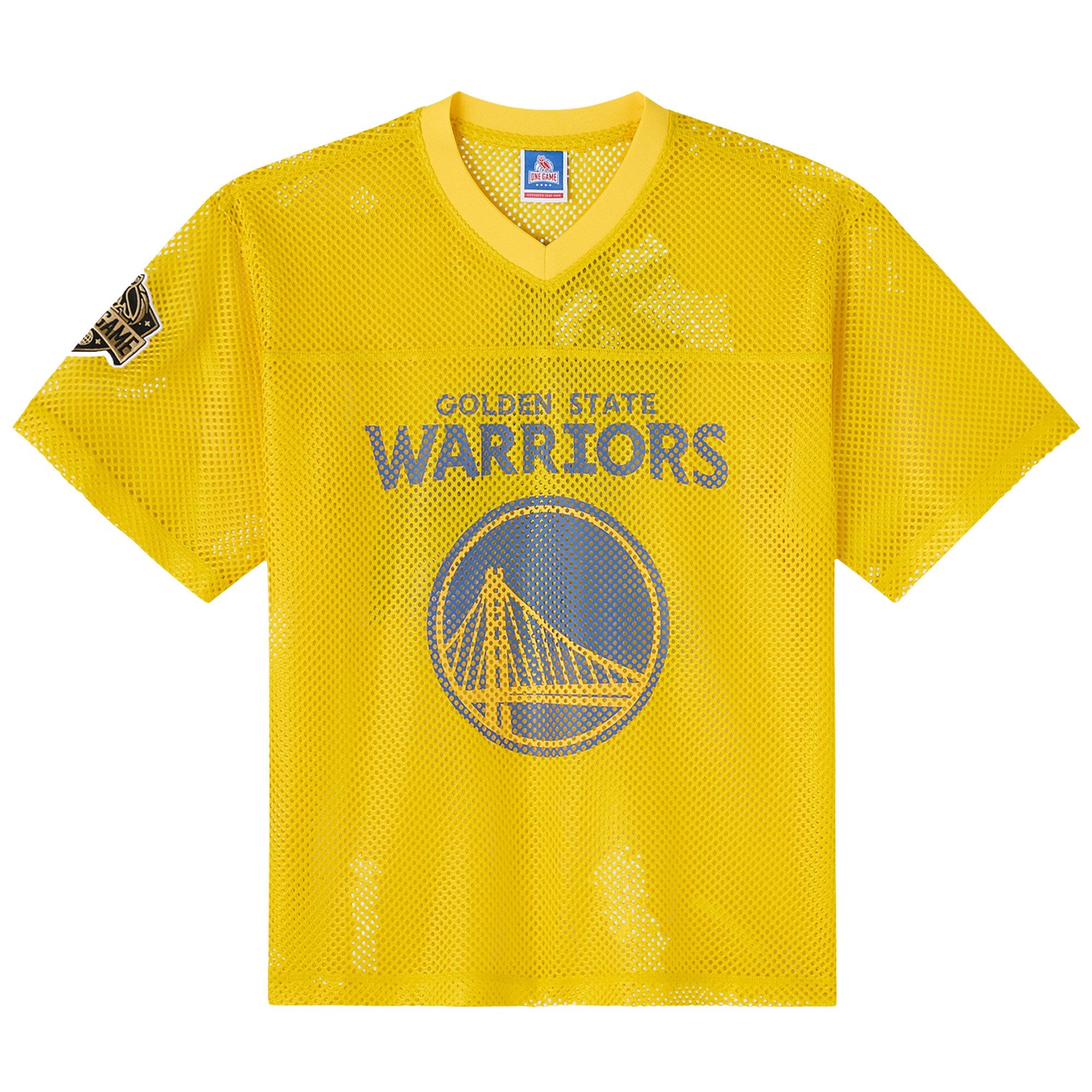 Golden State Warriors OVO x Mesh Football Fashion Jersey - Gold Basketball TJS0527