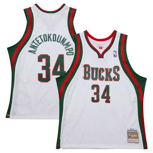 Giannis Antetokounmpo Milwaukee Bucks M & N 2013/14 Hardwood Classics Swingman Jersey - White Basketball TJS0560