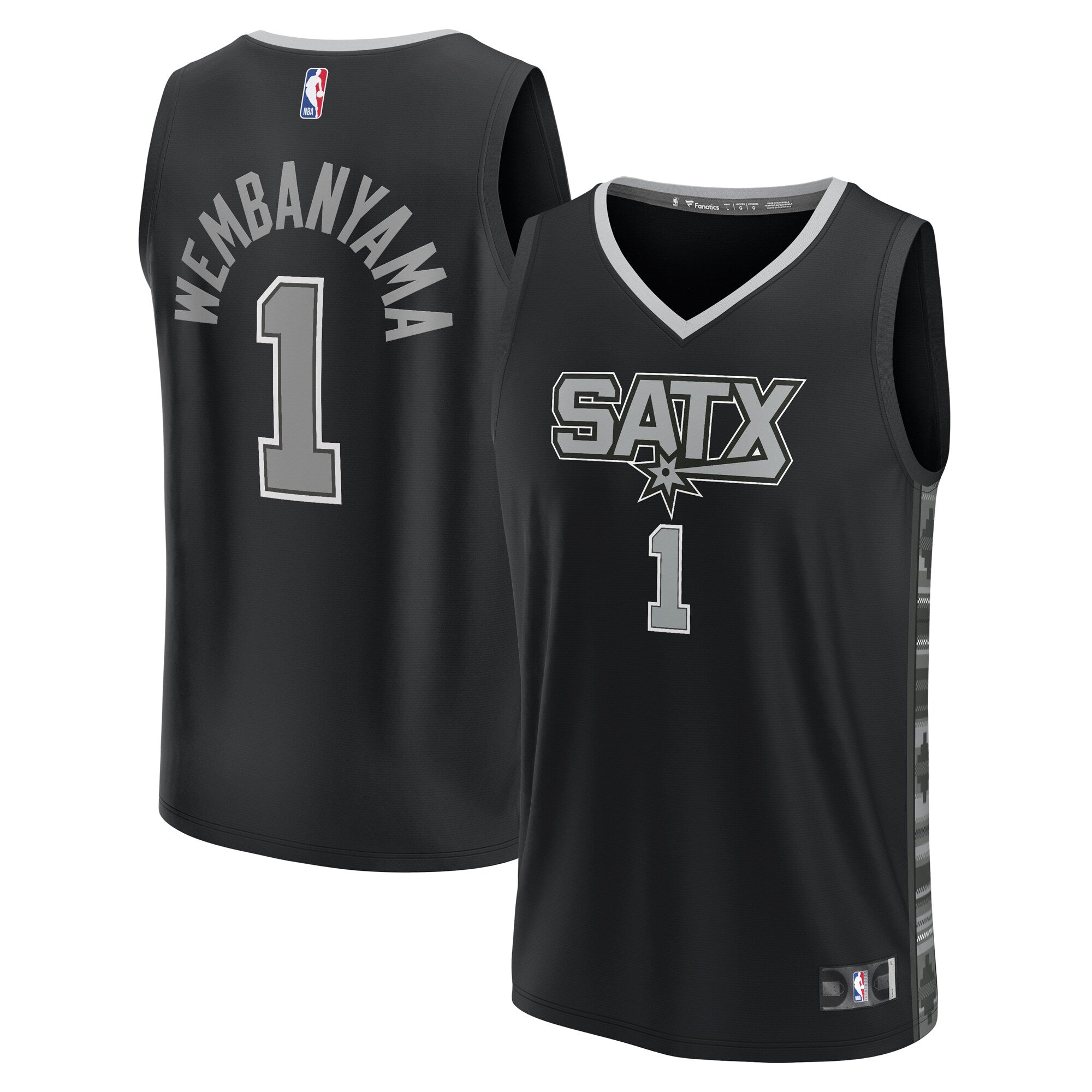 Victor Wembanyama San Antonio Spurs Fast Break Replica Player Jersey - Statement Edition - Black Basketball TJS0535