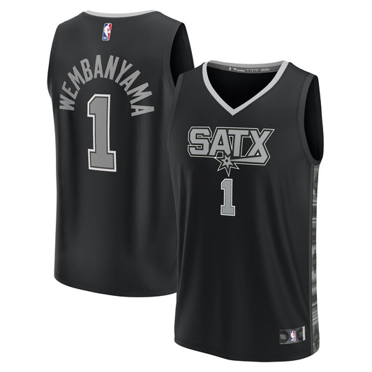 Victor Wembanyama San Antonio Spurs Fast Break Replica Player Jersey - Statement Edition - Black Basketball TJS0535