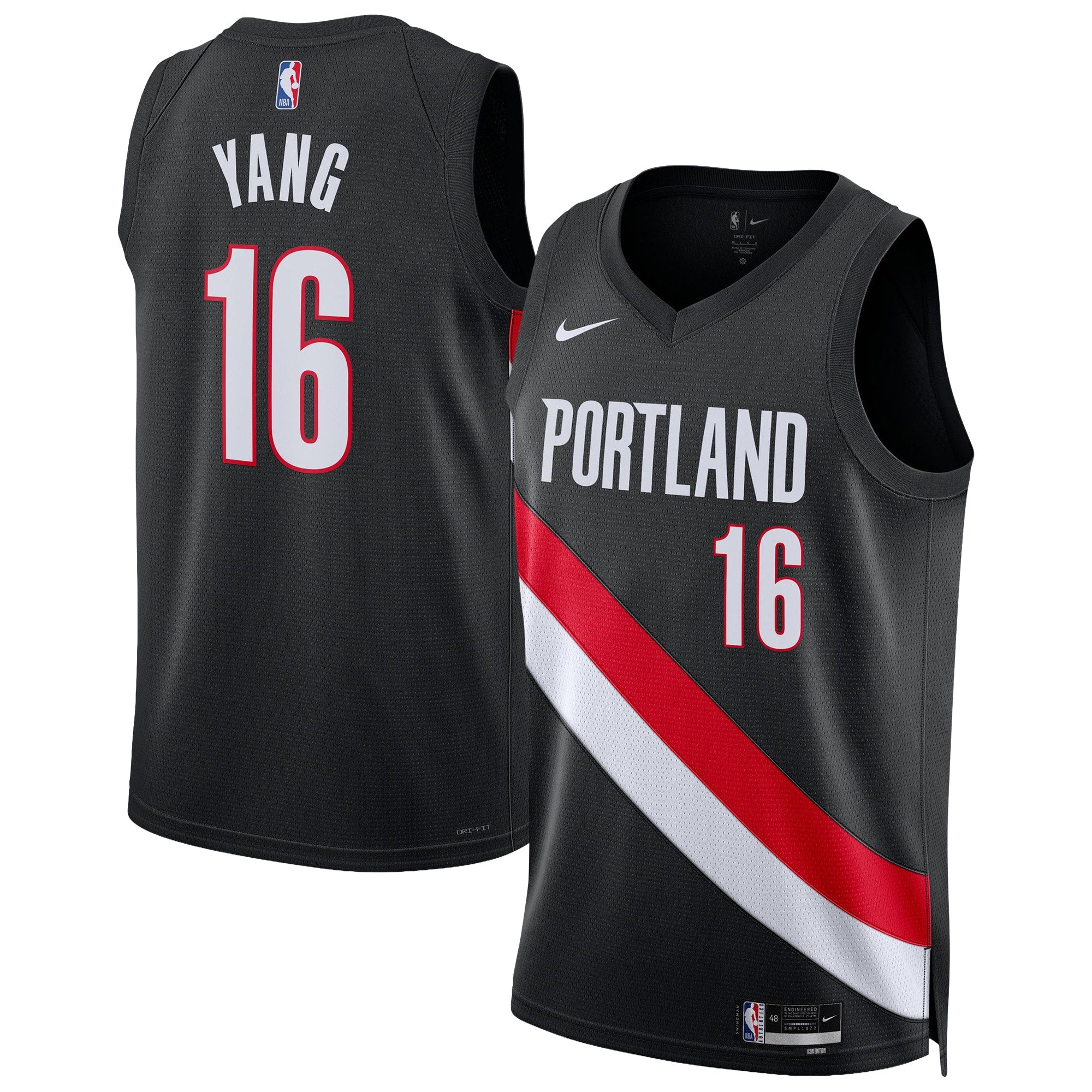Yang Hansen Portland Trail Blazers Unisex Swingman Jersey - Icon Edition - Black Basketball TJS0542