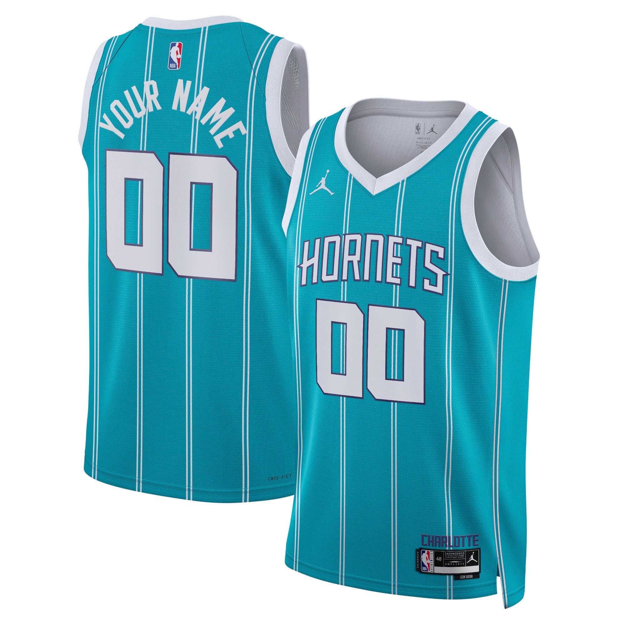 Charlotte Hornets Jordan Brand Unisex Swingman Custom Jersey Teal - Icon Edition Basketball TJS0523