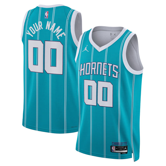 Charlotte Hornets Jordan Brand Unisex Swingman Custom Jersey Teal - Icon Edition Basketball TJS0523