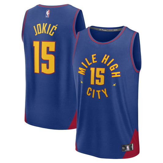 Nikola Jokic Denver Nuggets Fast Break Replica Player Jersey - Statement Edition - Blue Basketball TJS0547