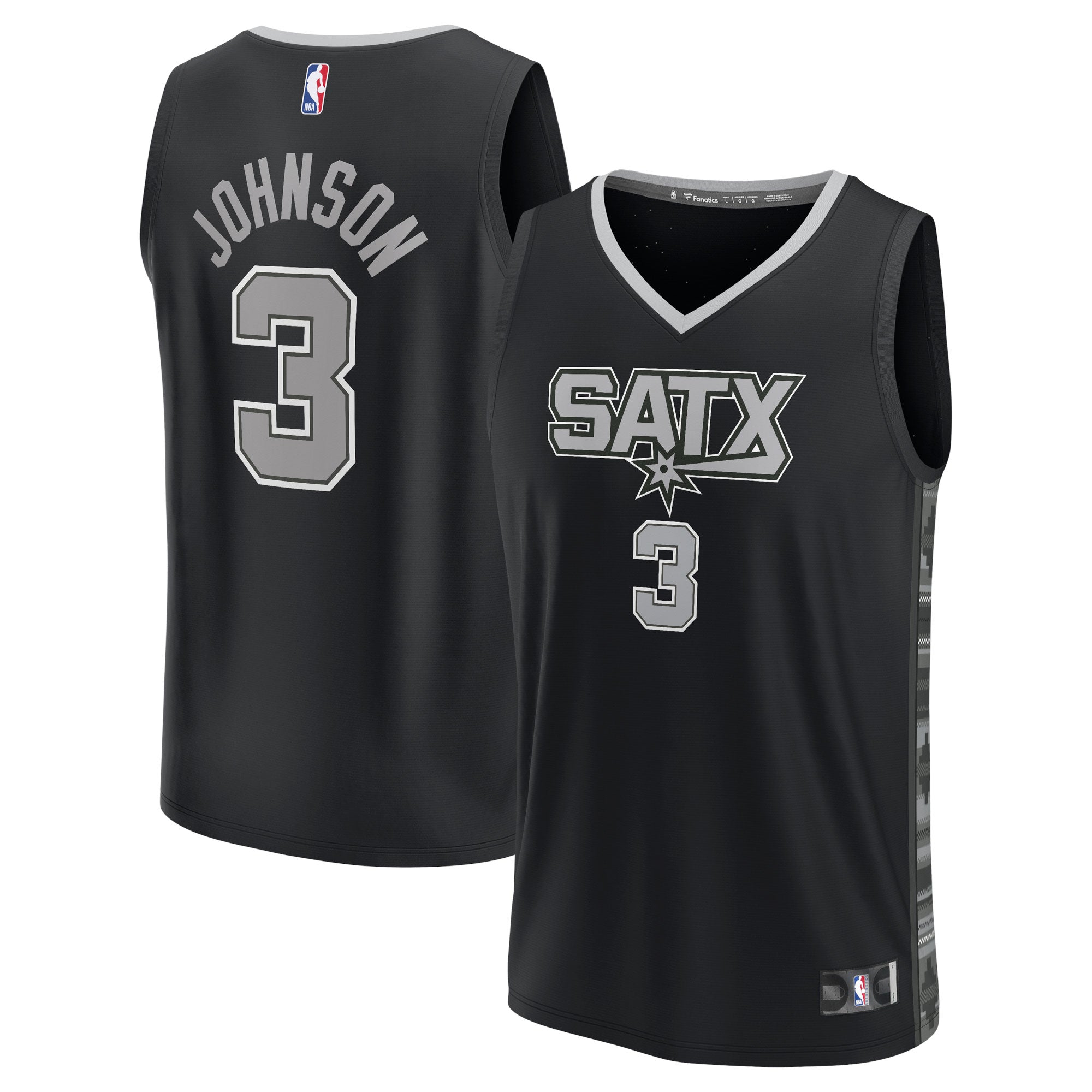 Keldon Johnson San Antonio Spurs Fast Break Replica Player Jersey - Statement Edition - Black Basketball TJS0347