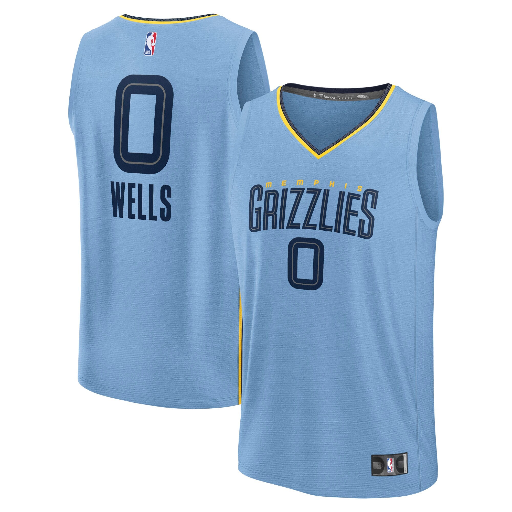 Jaylen Wells Memphis Grizzlies Fast Break Replica Player Jersey - Statement Edition - Light Blue Basketball TJS0338