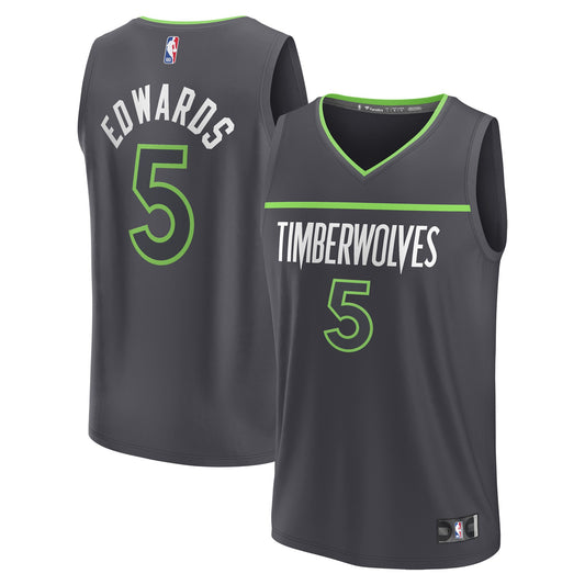 Anthony Edwards Minnesota Timberwolves Fast Break Replica Player Jersey - Statement Edition - Anthracite Basketball TJS0512