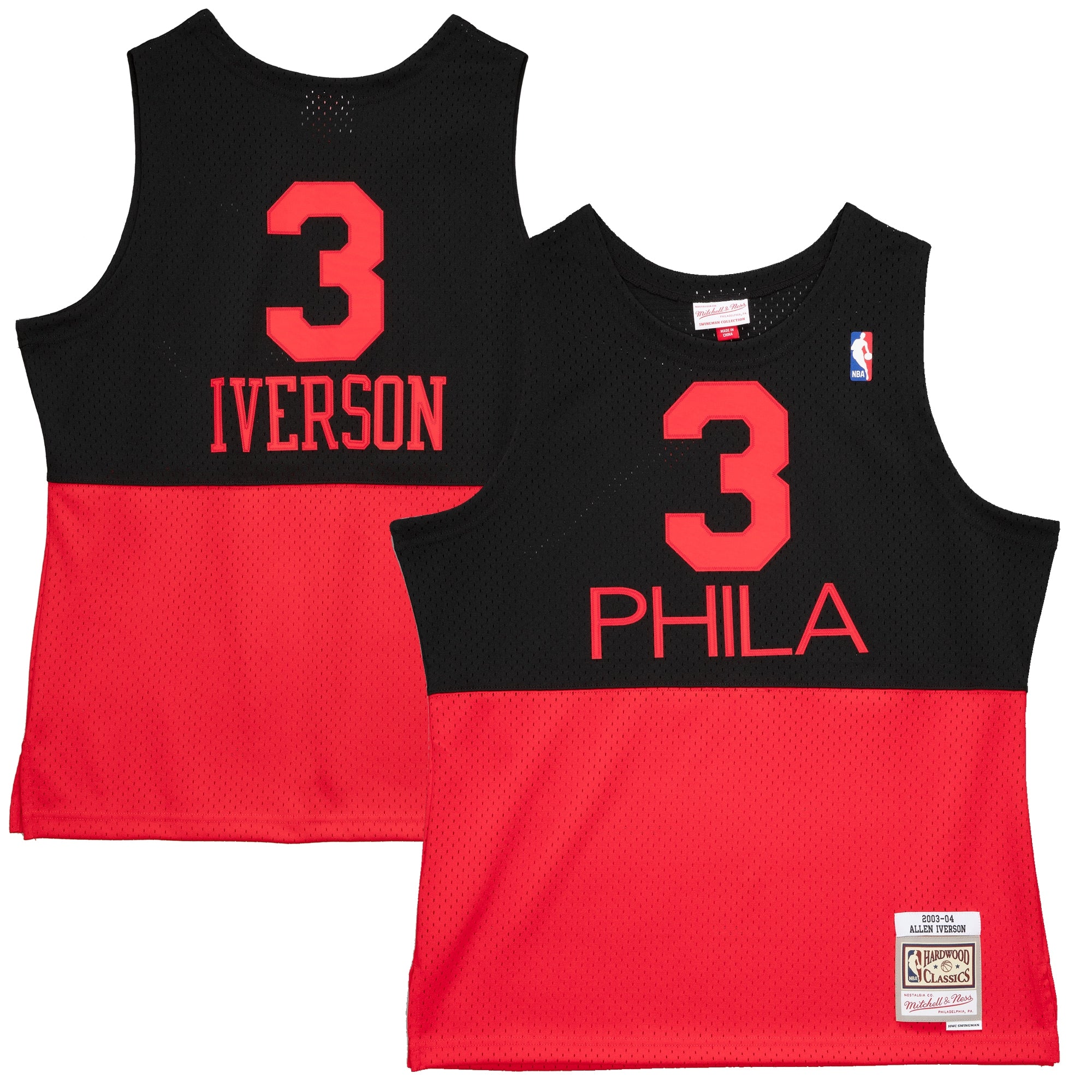 Allen Iverson Philadelphia 76ers M & N 2003/04 Hardwood Classics Reload 2.0 Swingman Jersey - Black Basketball TJS0515