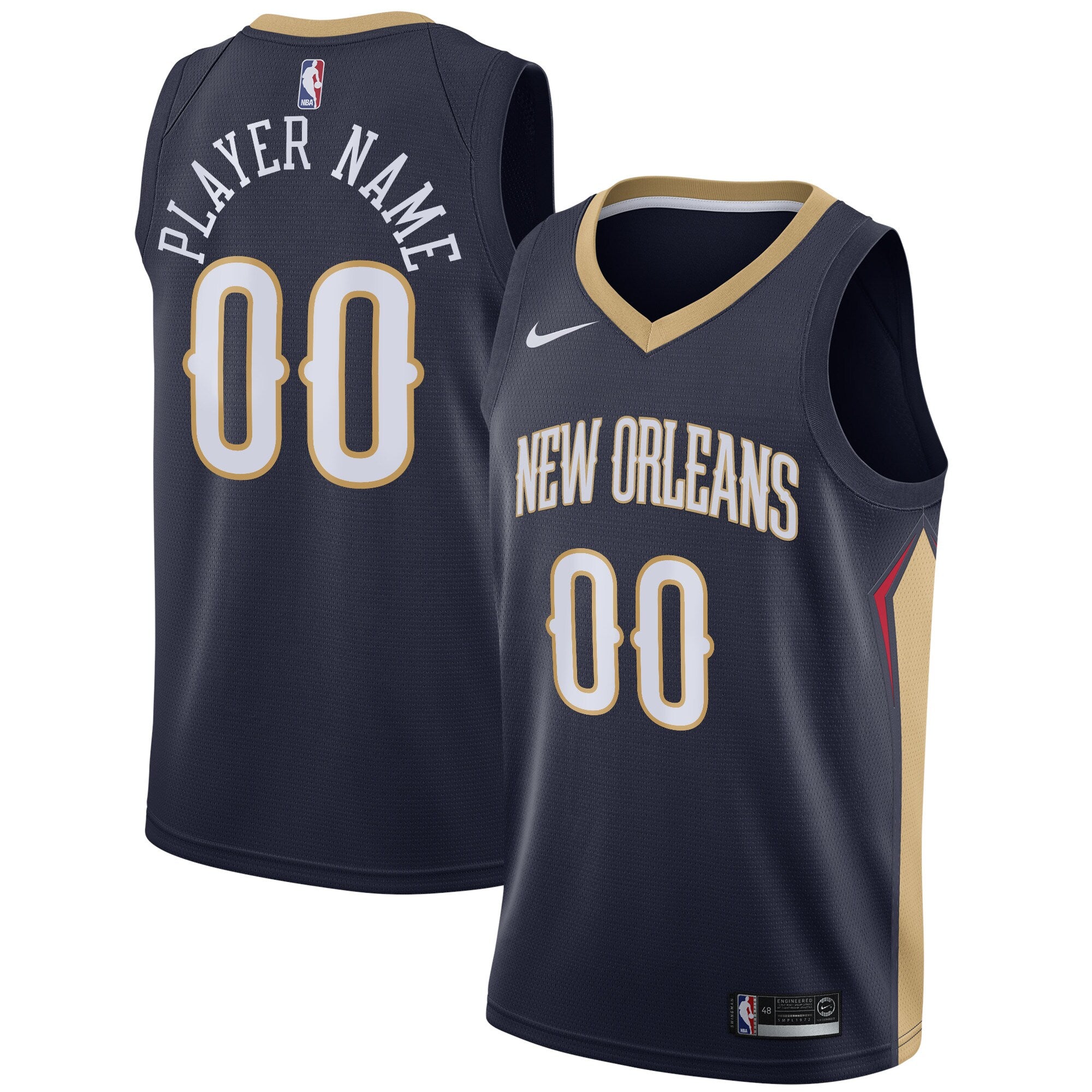 New Orleans Pelicans Swingman Custom Jersey Navy - Icon Edition Basketball TJS0300