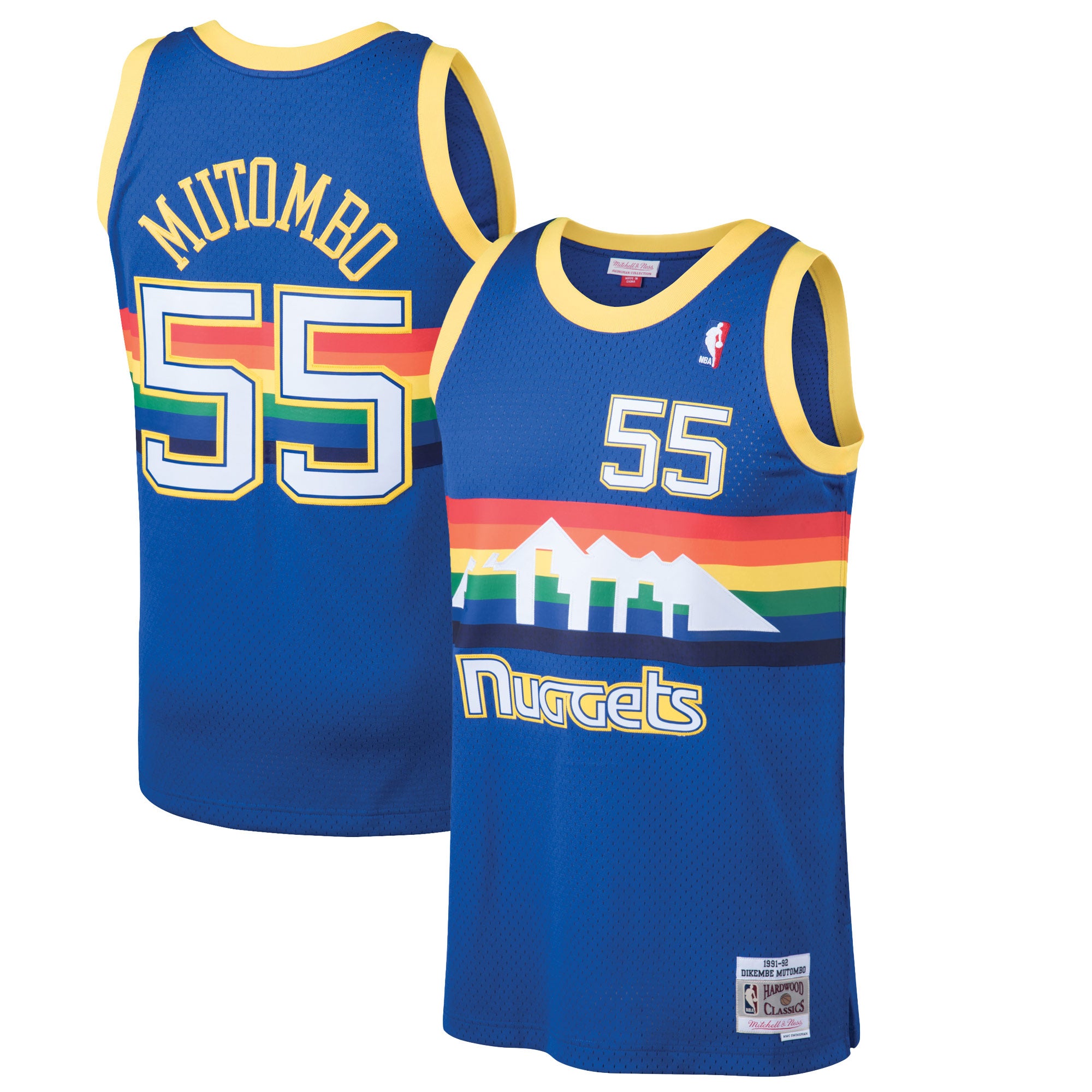 Dikembe Mutombo Denver Nuggets M & N 1991/92 Hardwood Classics Swingman Jersey - Blue Basketball TJS0655