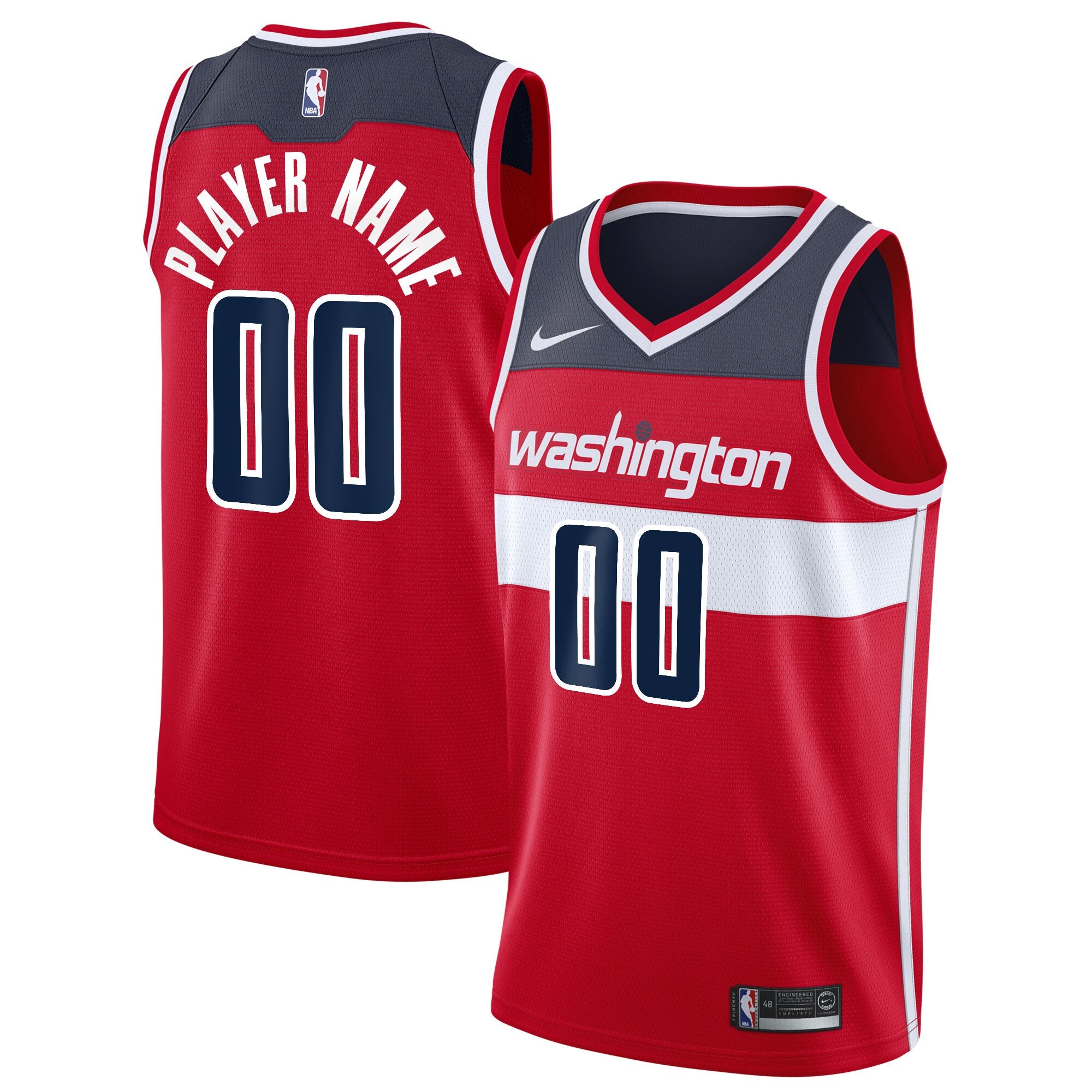 Washington Wizards 2020/21 Swingman Custom Jersey - Icon Edition - Red Basketball TJS0647